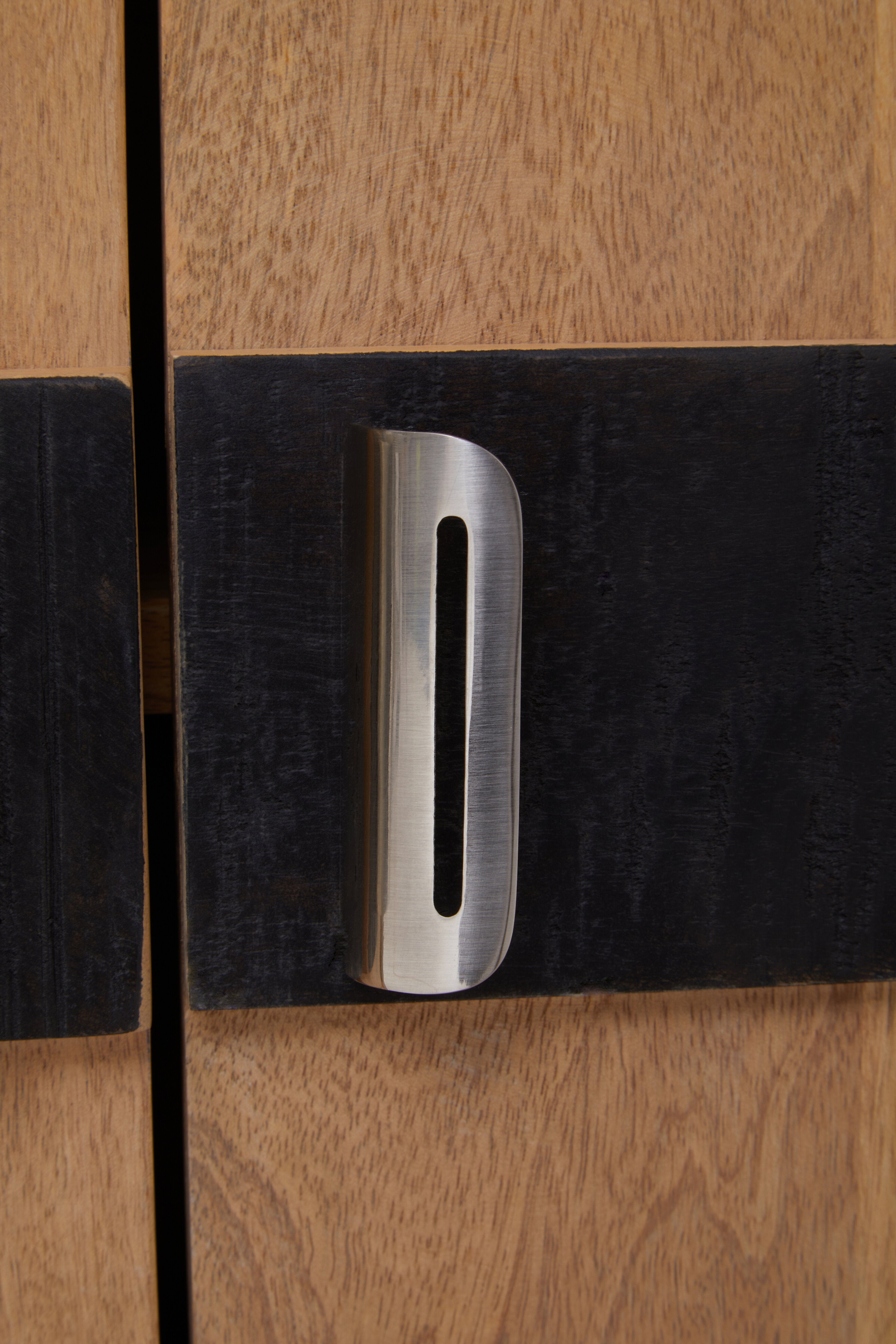 Celcola Natural & Black Mango Wood Geometric Sideboard