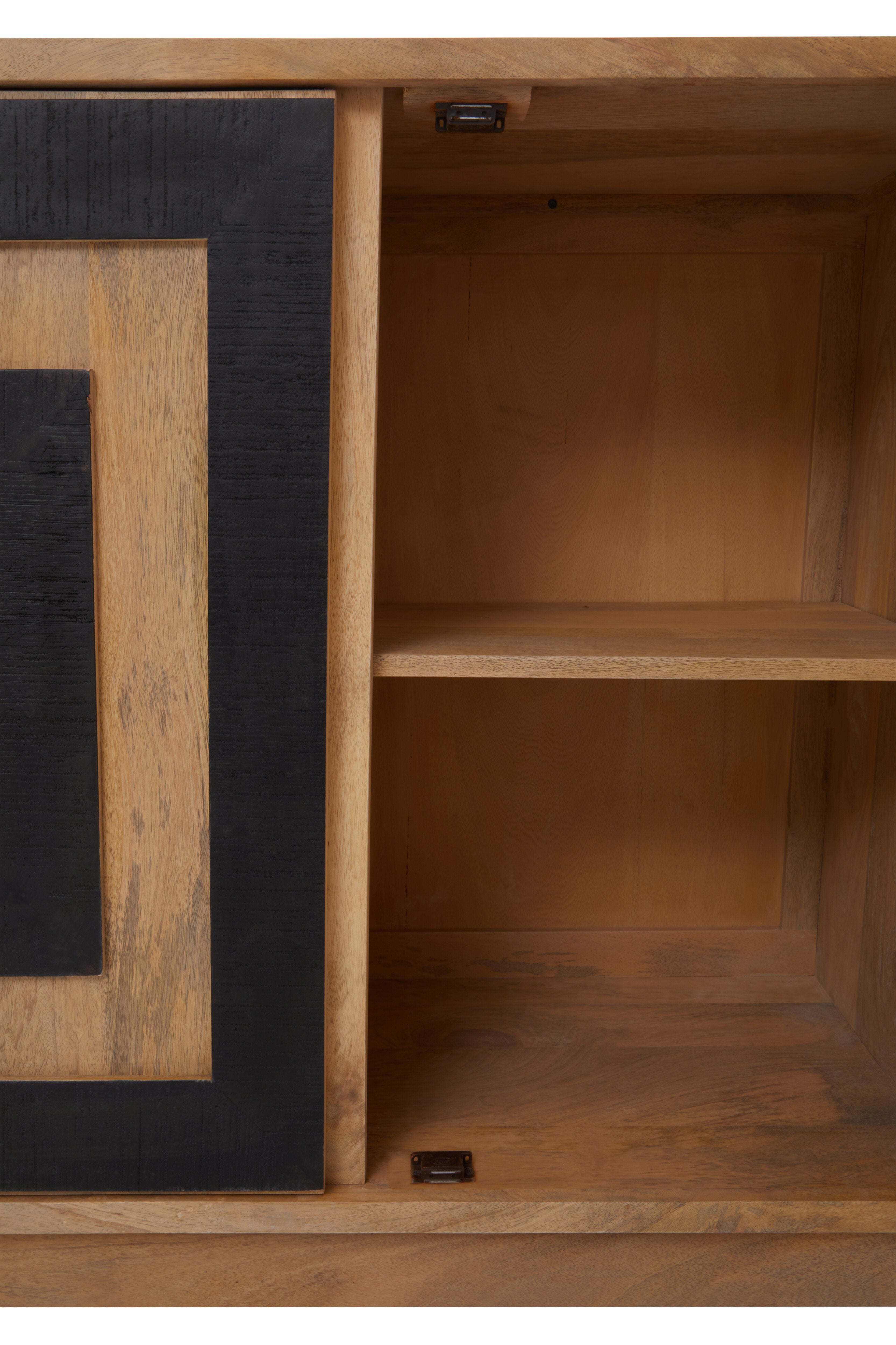 Celcola Natural & Black Mango Wood Geometric Sideboard