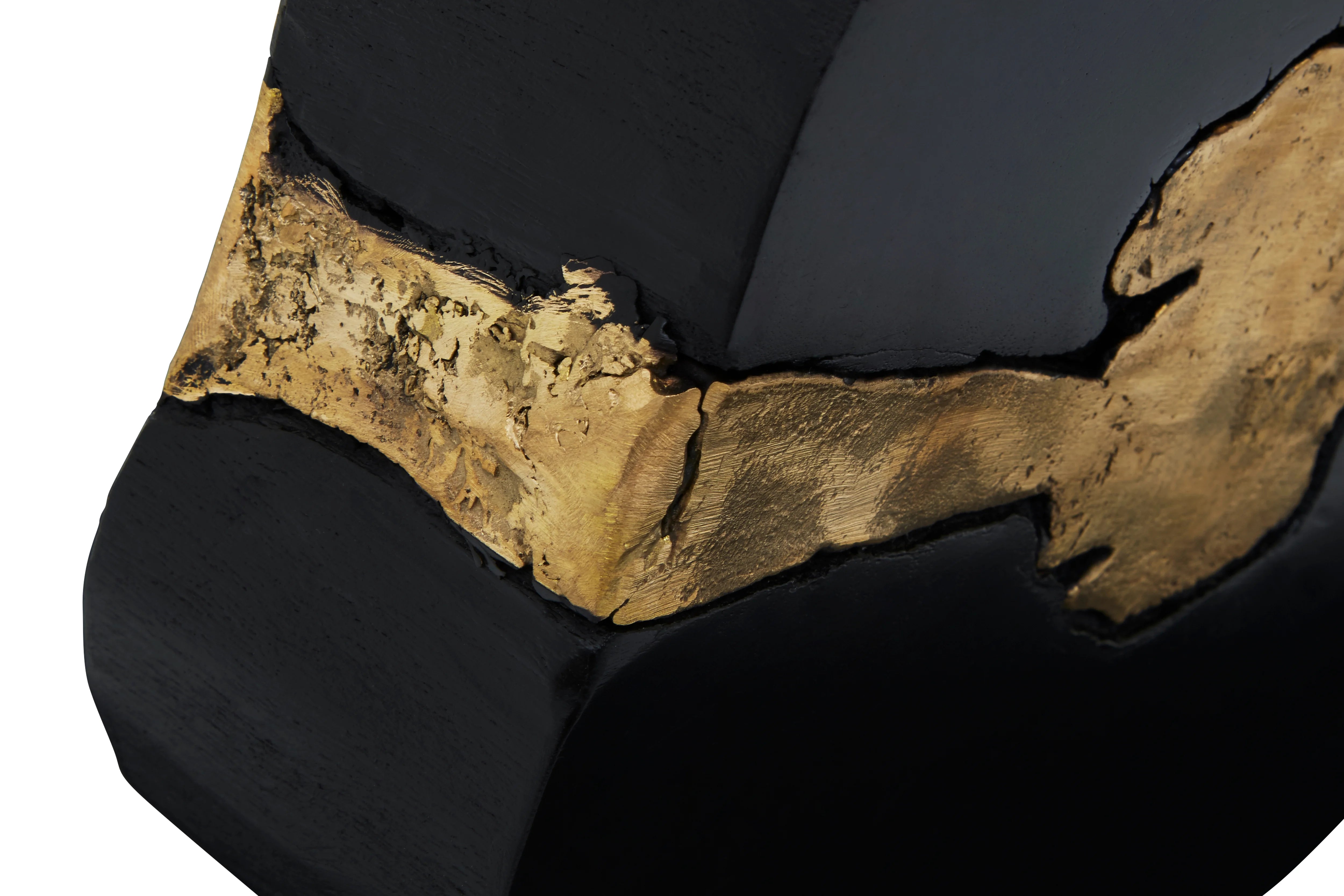 Mojo Black Acacia Wood & Gold Table Lamp