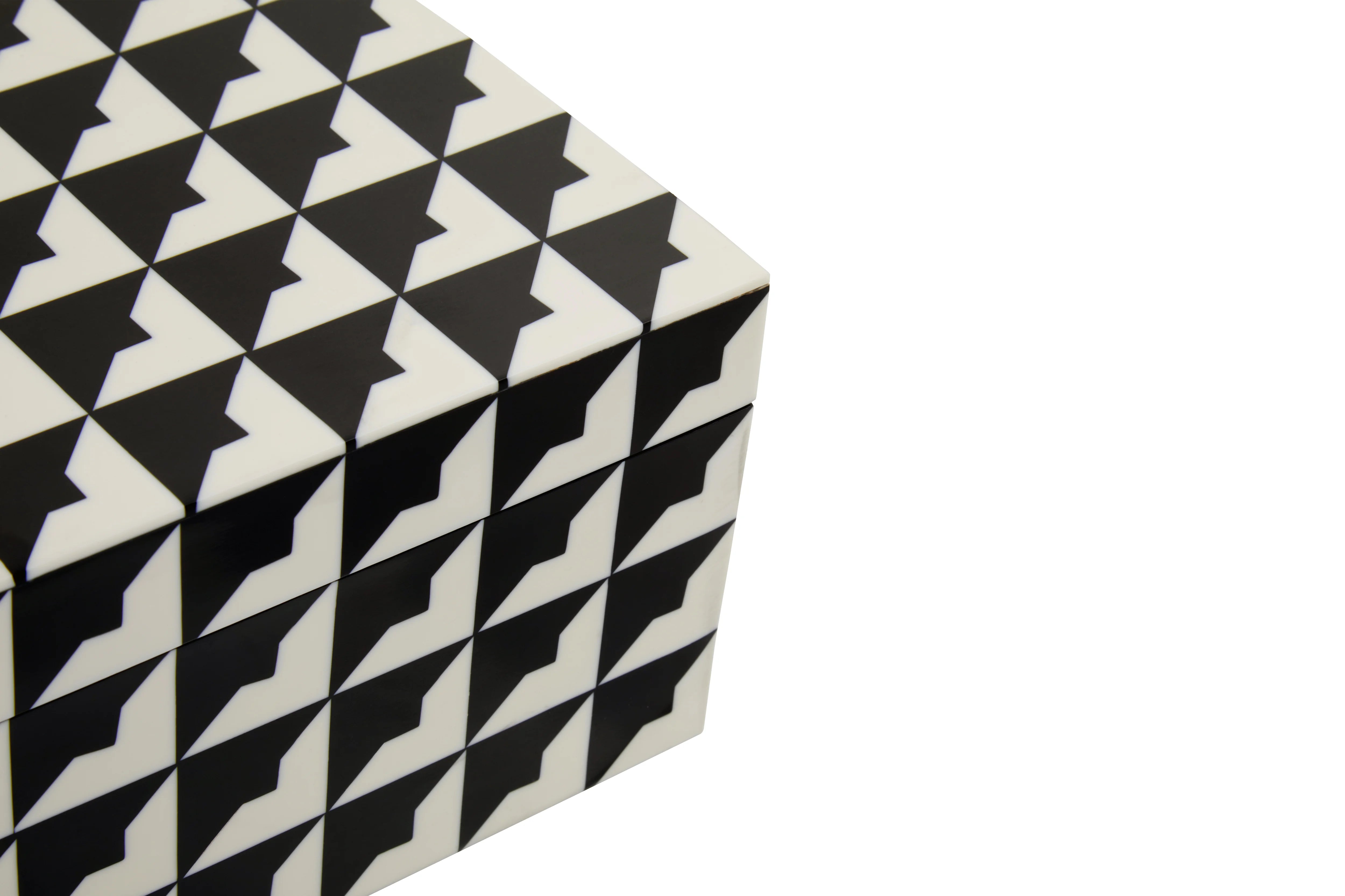 Vida White & Black Geometric Trinket Box