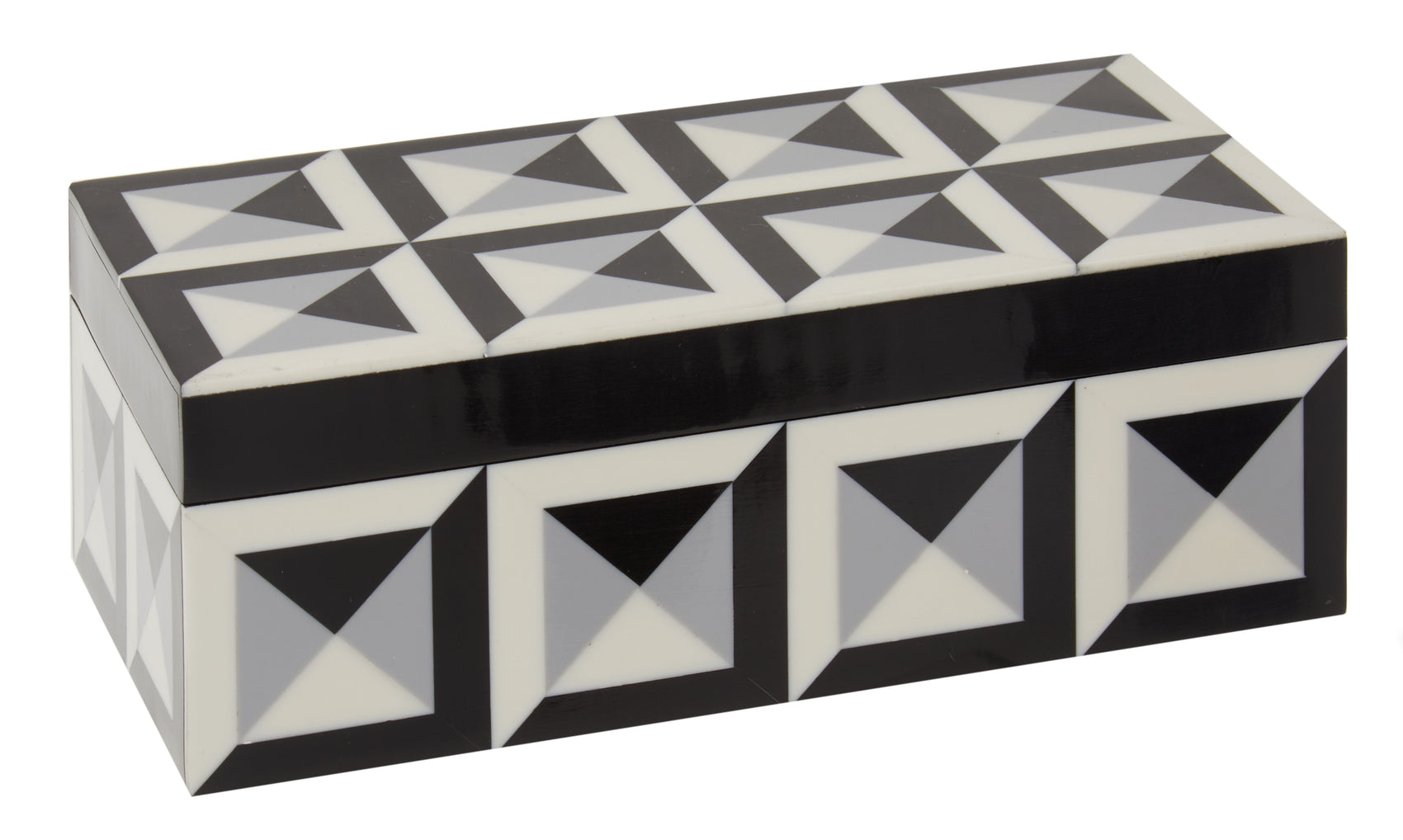 Vida Black & White Geometric Rectangular Trinket Box