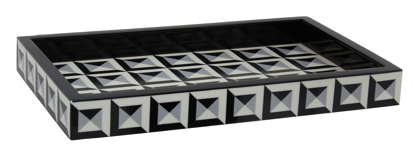 Vida Black & White Geometric Rectangle Tray