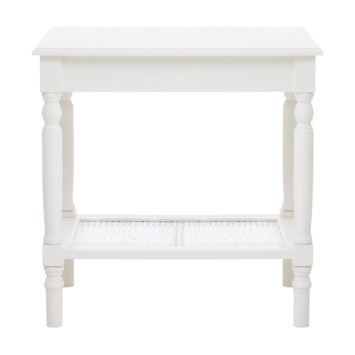 Chelsea White Wood Side Table with Lower Shelf