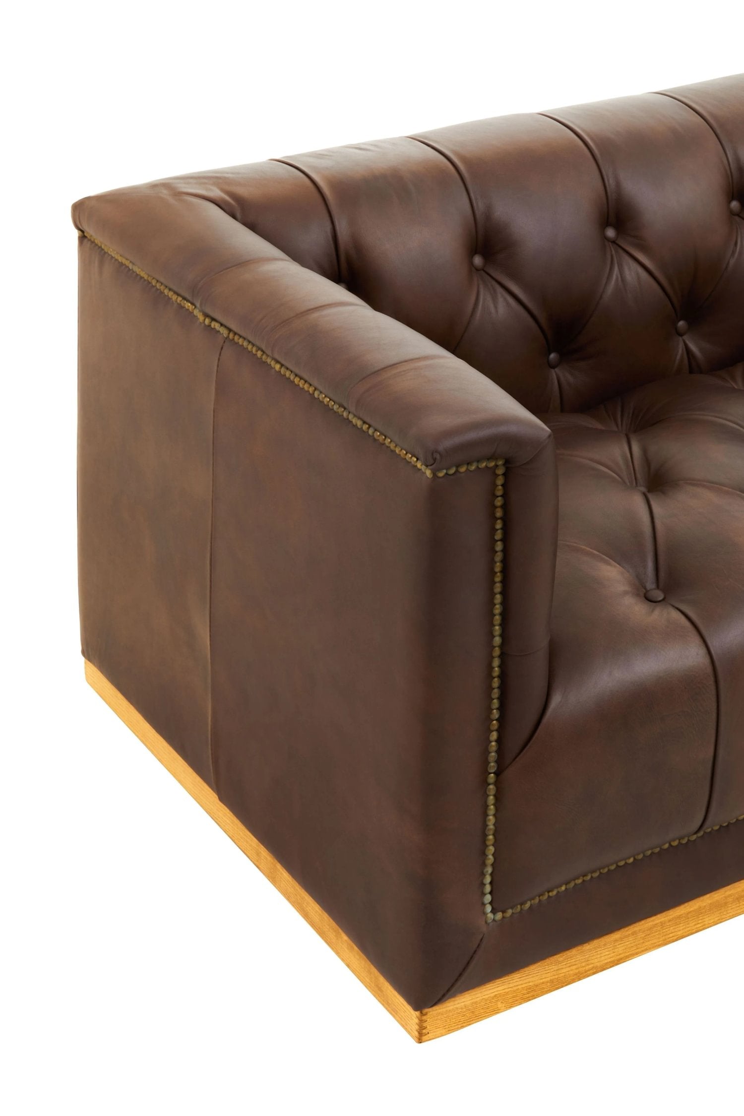 Burlington Dark Brown Leather 3 Seater Modern Chesterfield Sofa 238 x 88 x 64cm