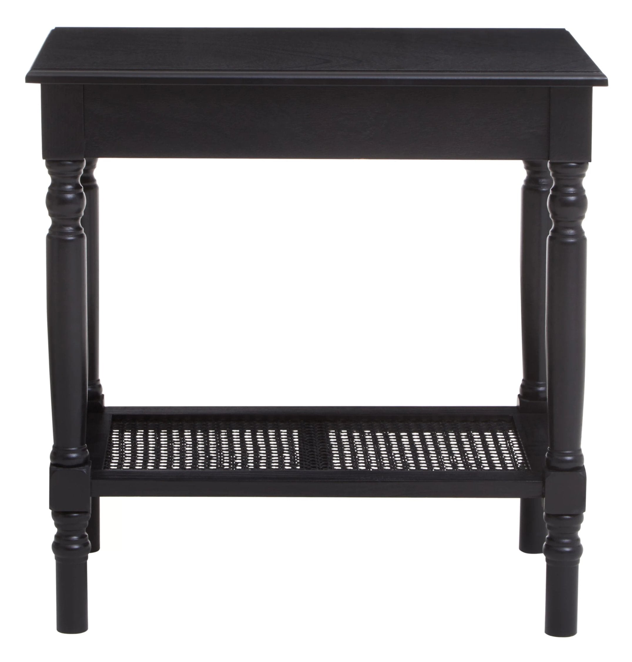 Chelsea Black Wood Side Table with Lower Shelf