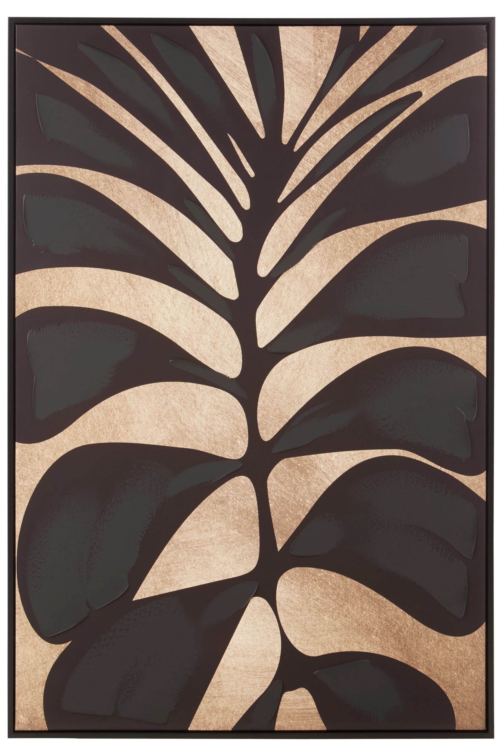 Noah Black & Gold Leaf Design Canvas Framed Wall Art