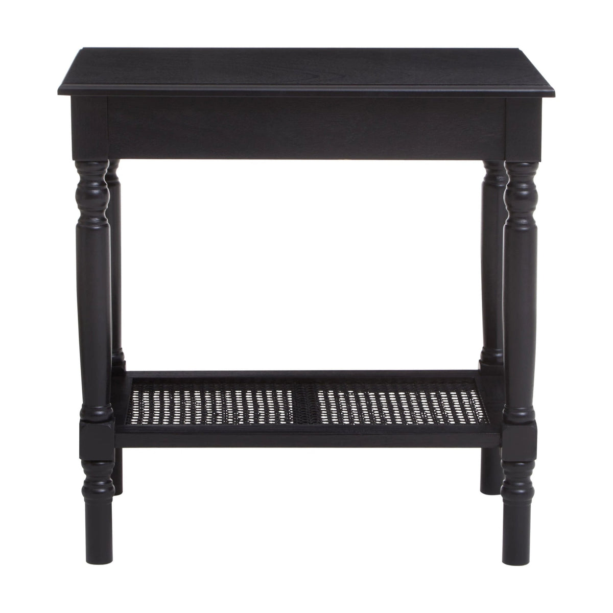 Chelsea Black Wood Side Table with Lower Shelf