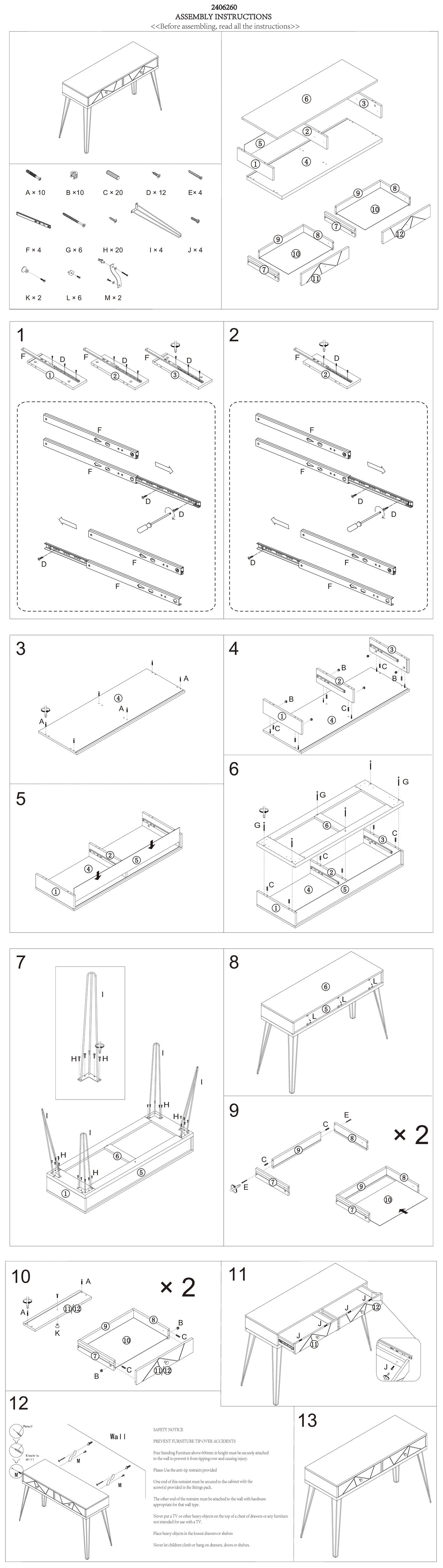 Ophelia Brown Wood & Gold Console Table