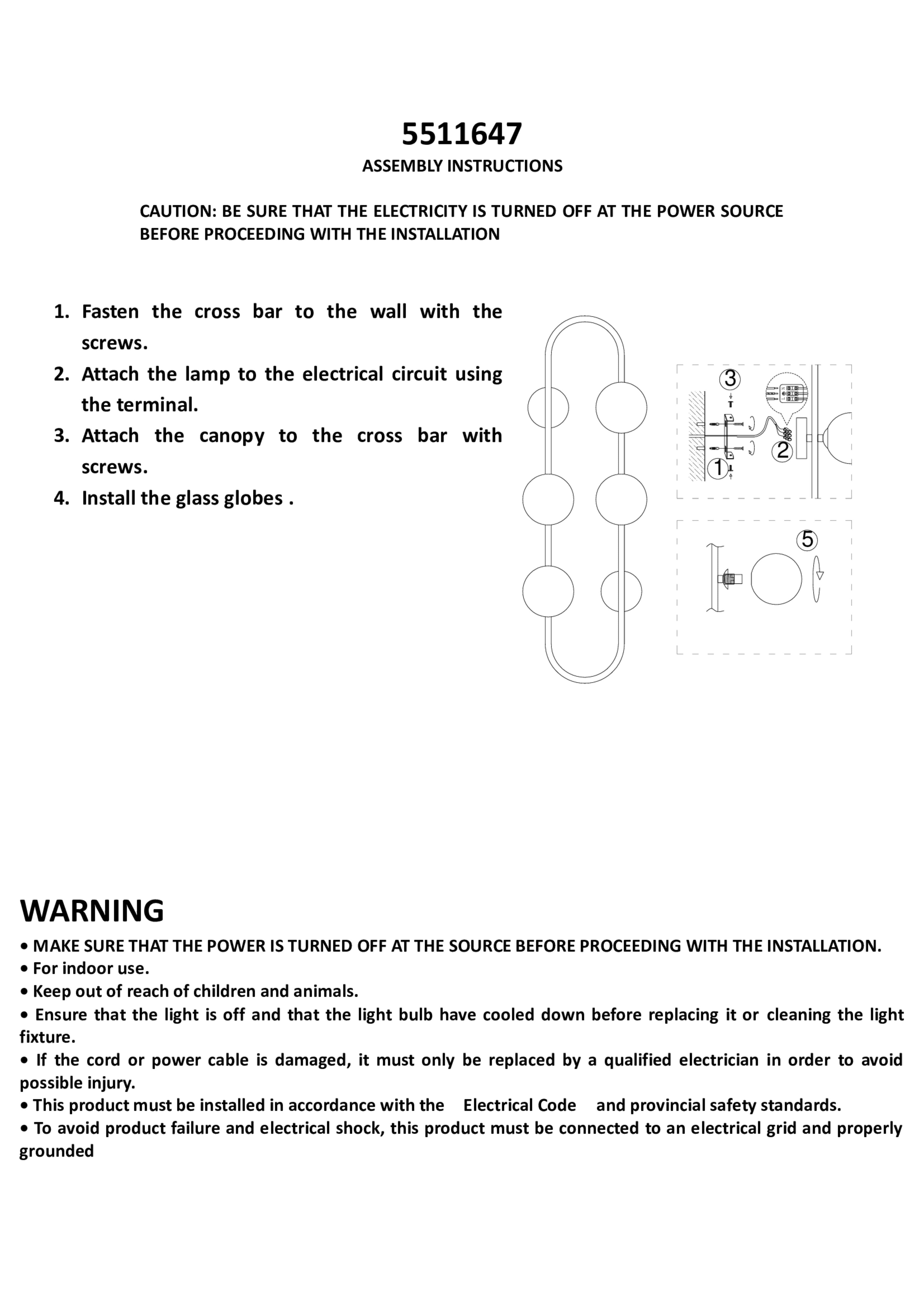 Abira Four Bulb White Glass Wall Light
