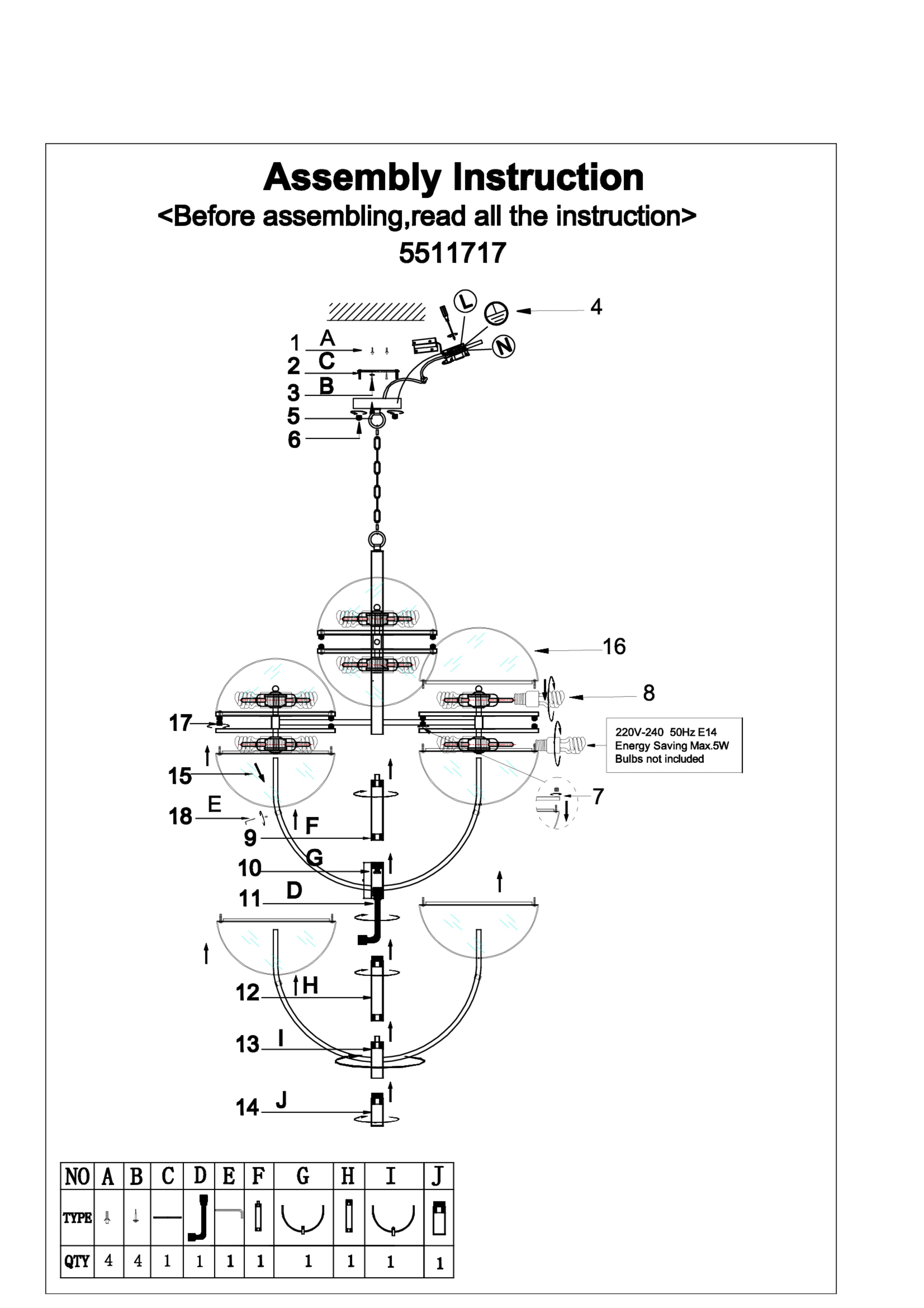 Abira Four Ball Brass Pendant Light