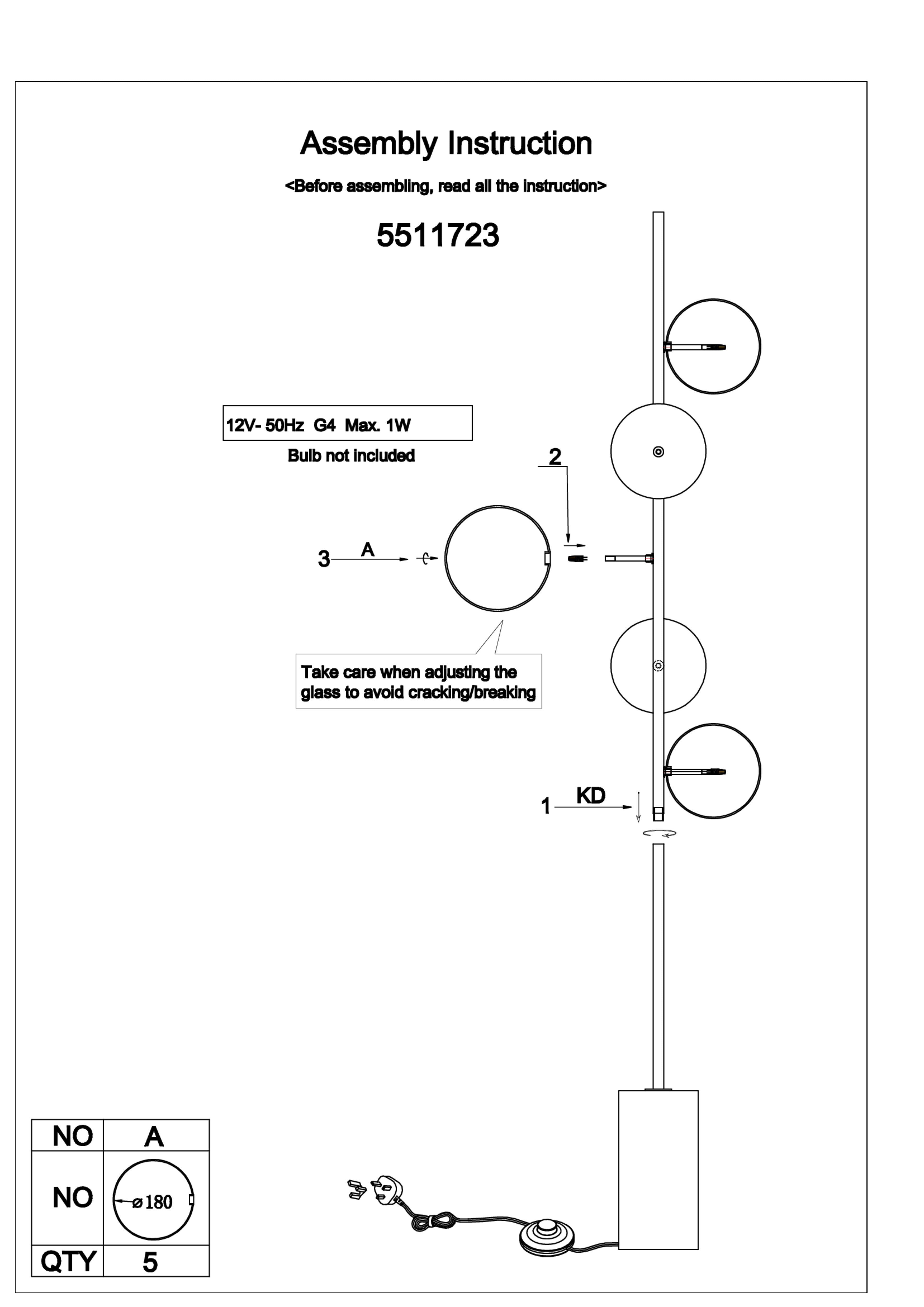 Abira Nickel & Black Marble Floor Lamp