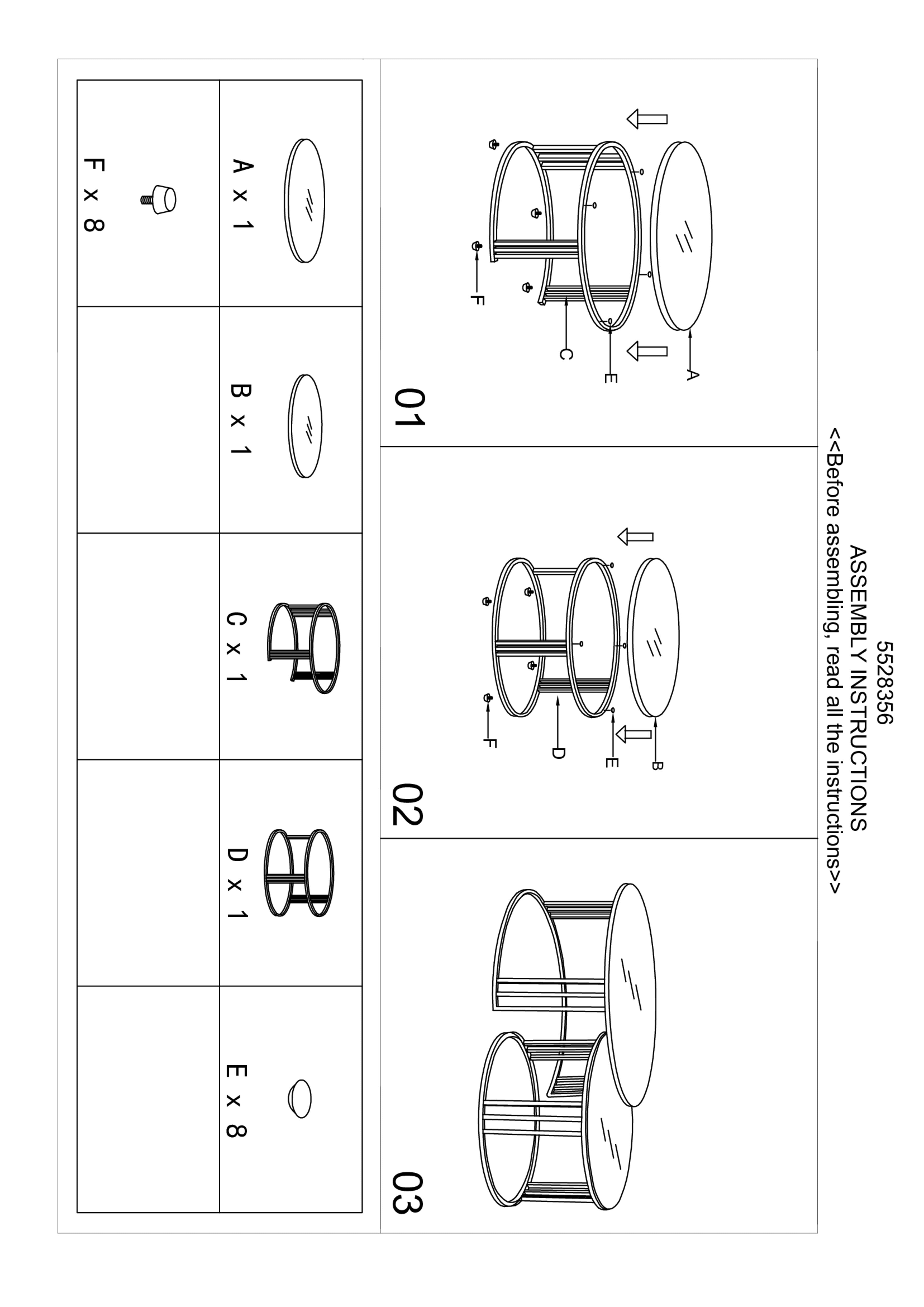 Set of 2  Loma Gold Base & Glass Top Round Nesting Coffee Tables