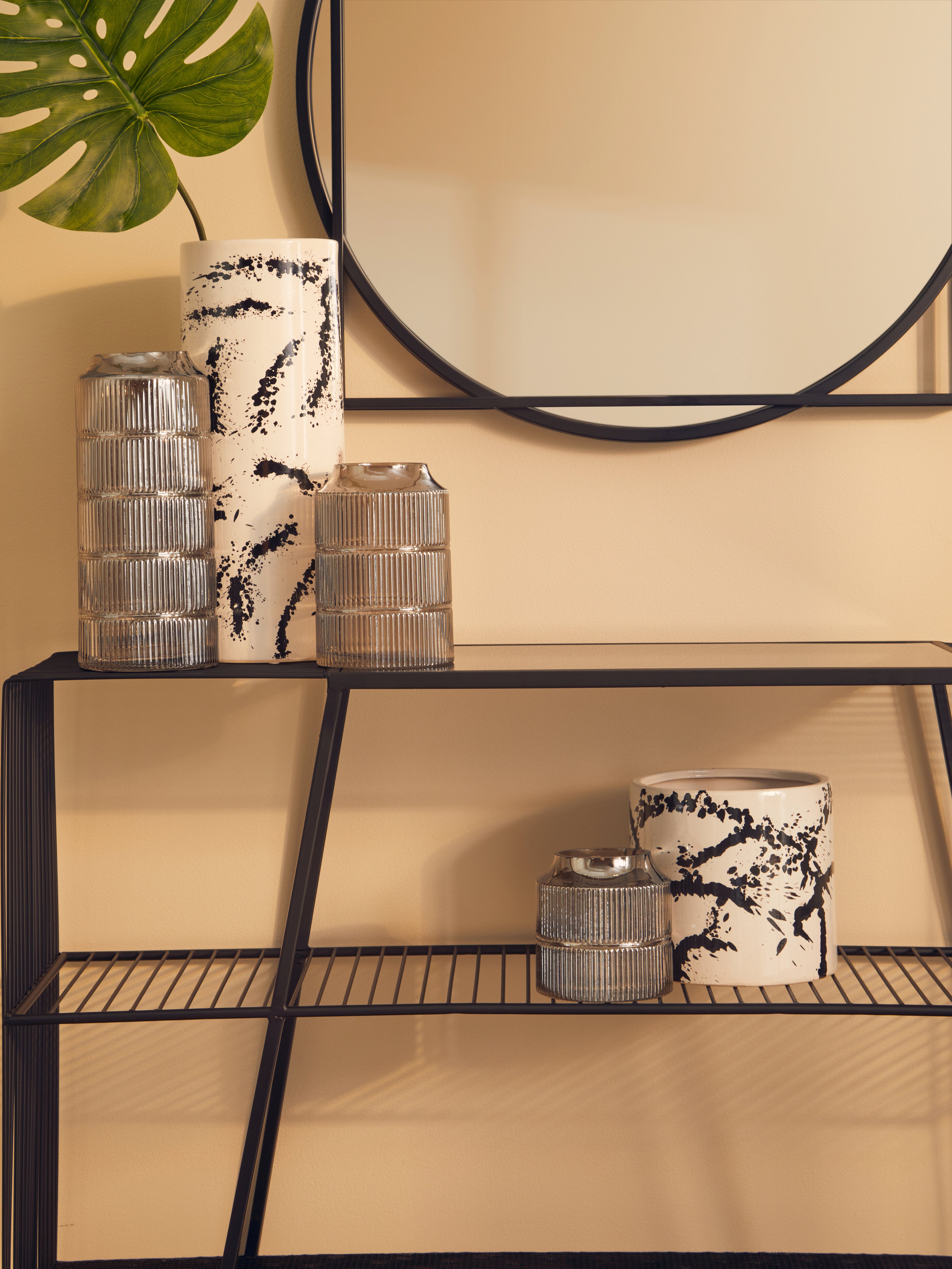 Agnes Black & White Splash Ceramic Planter | Large