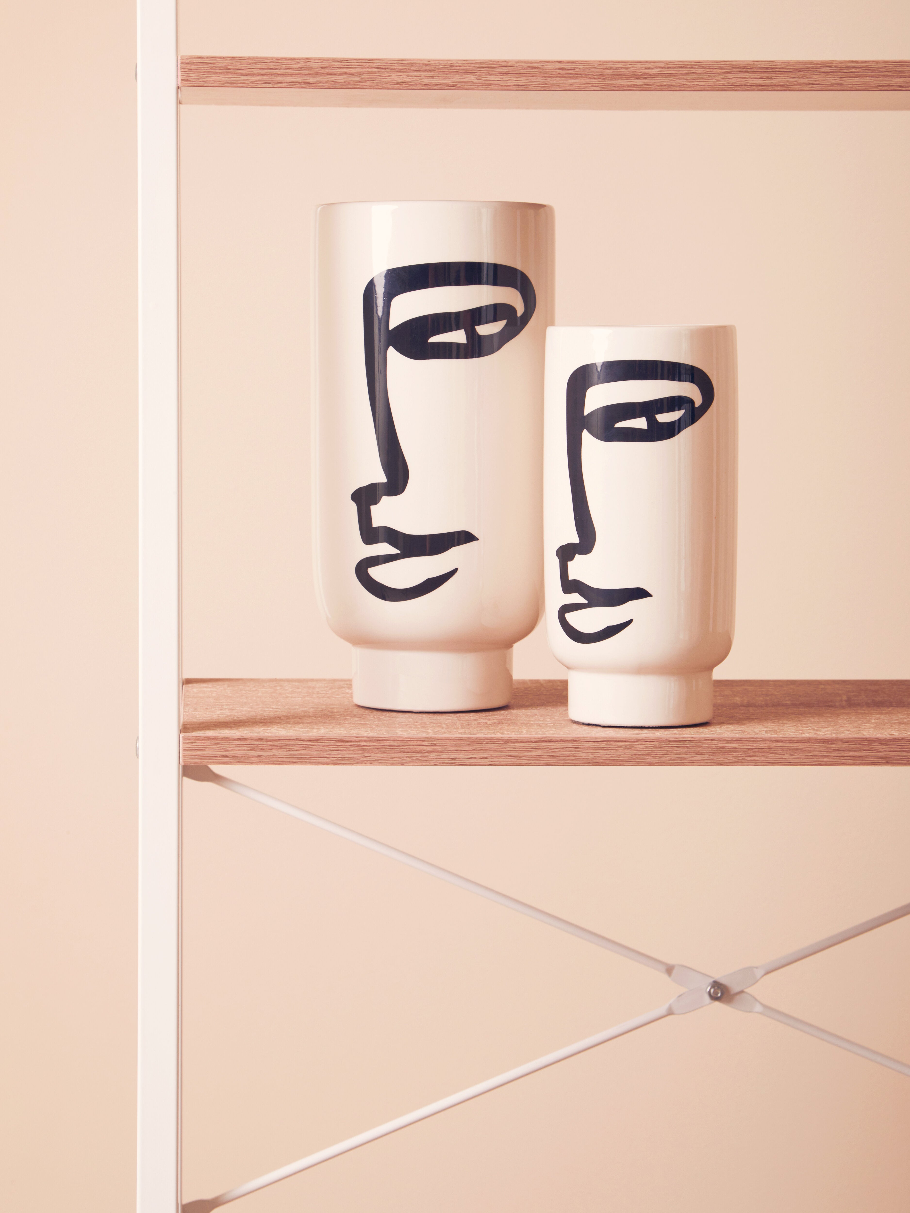 Rubi Black & White Face Cylinder Vase | Small