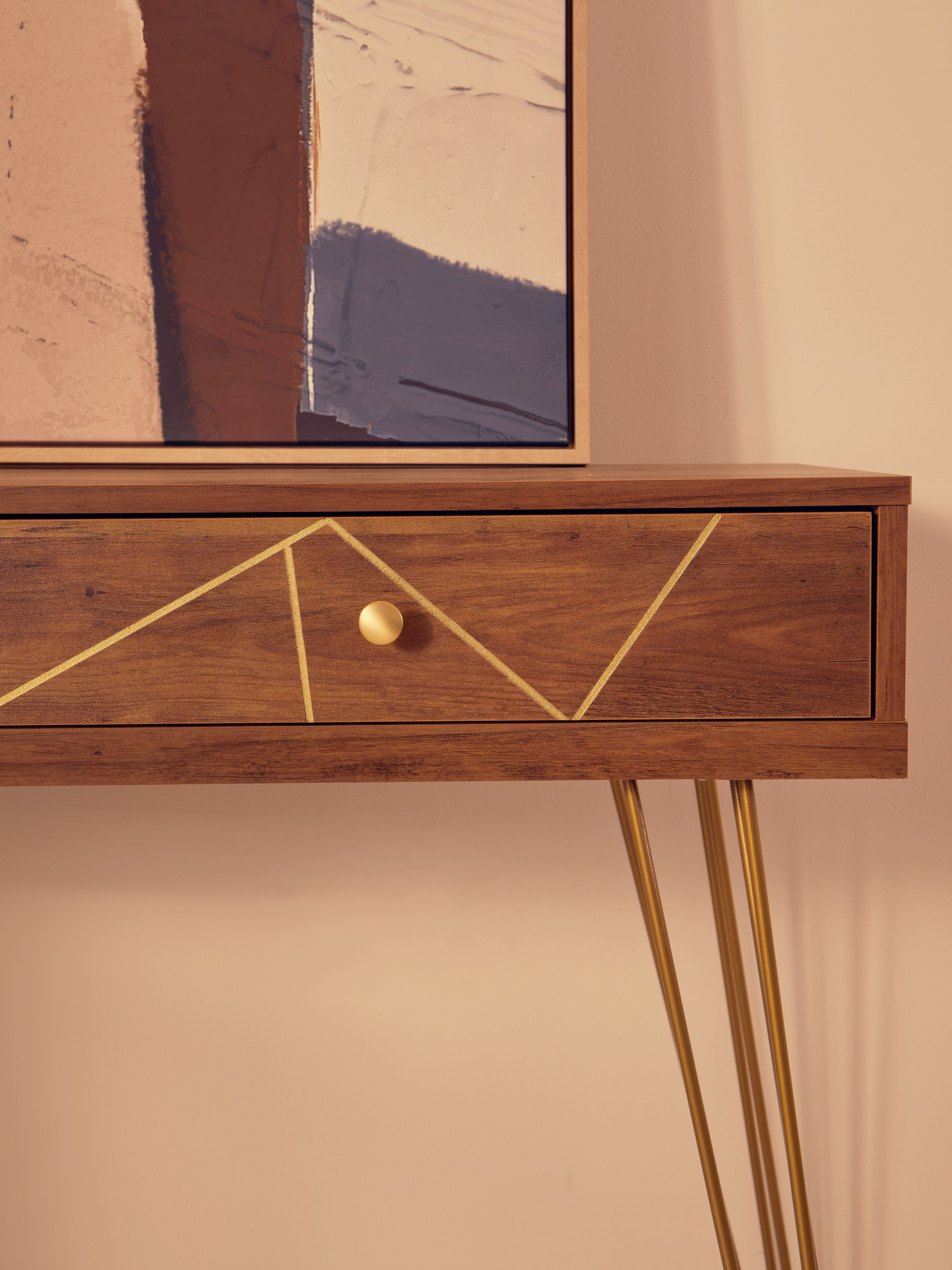 Ophelia Brown Wood & Gold Console Table