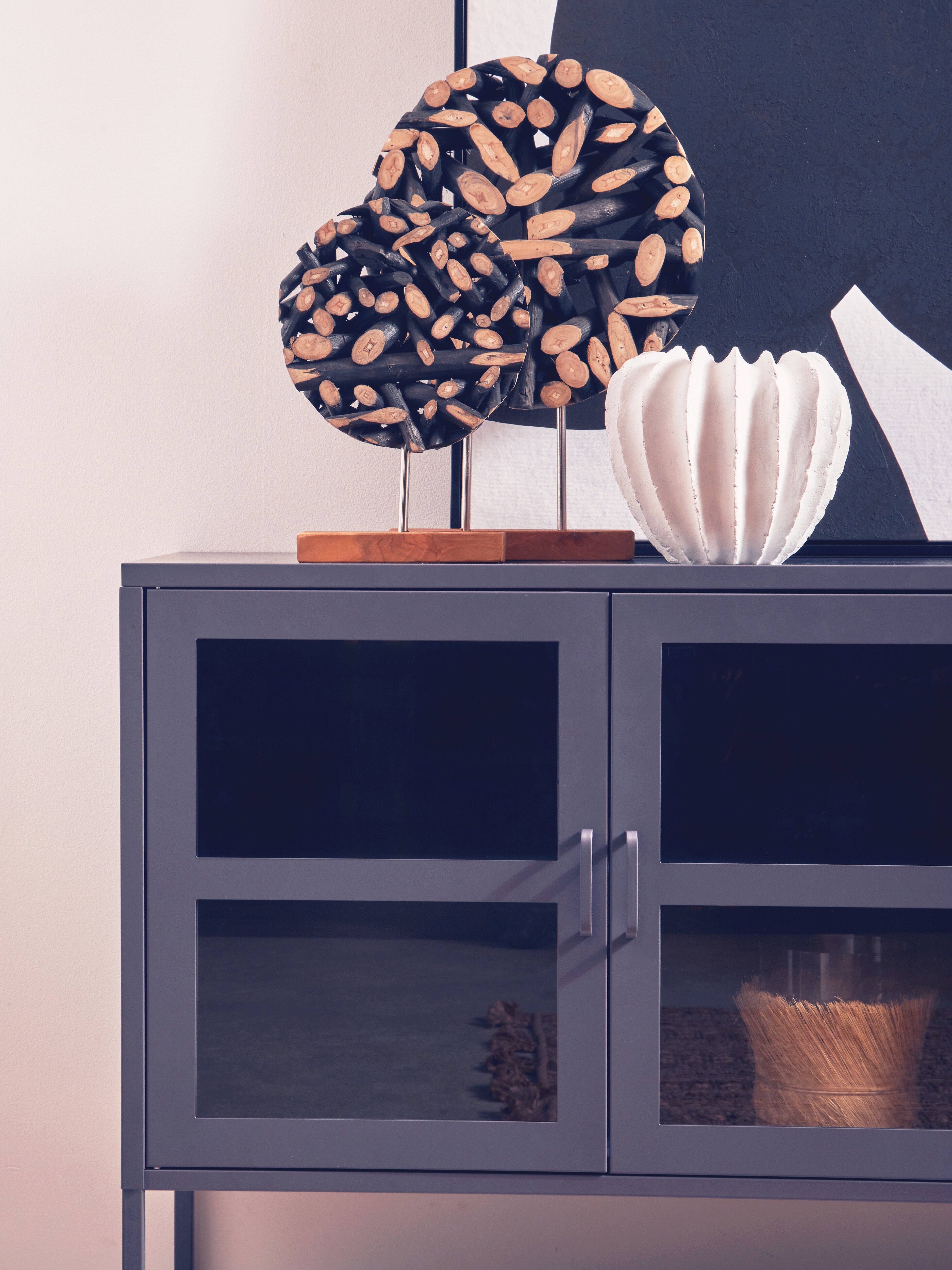 Acier Grey Metal & Clear Glass Sideboard