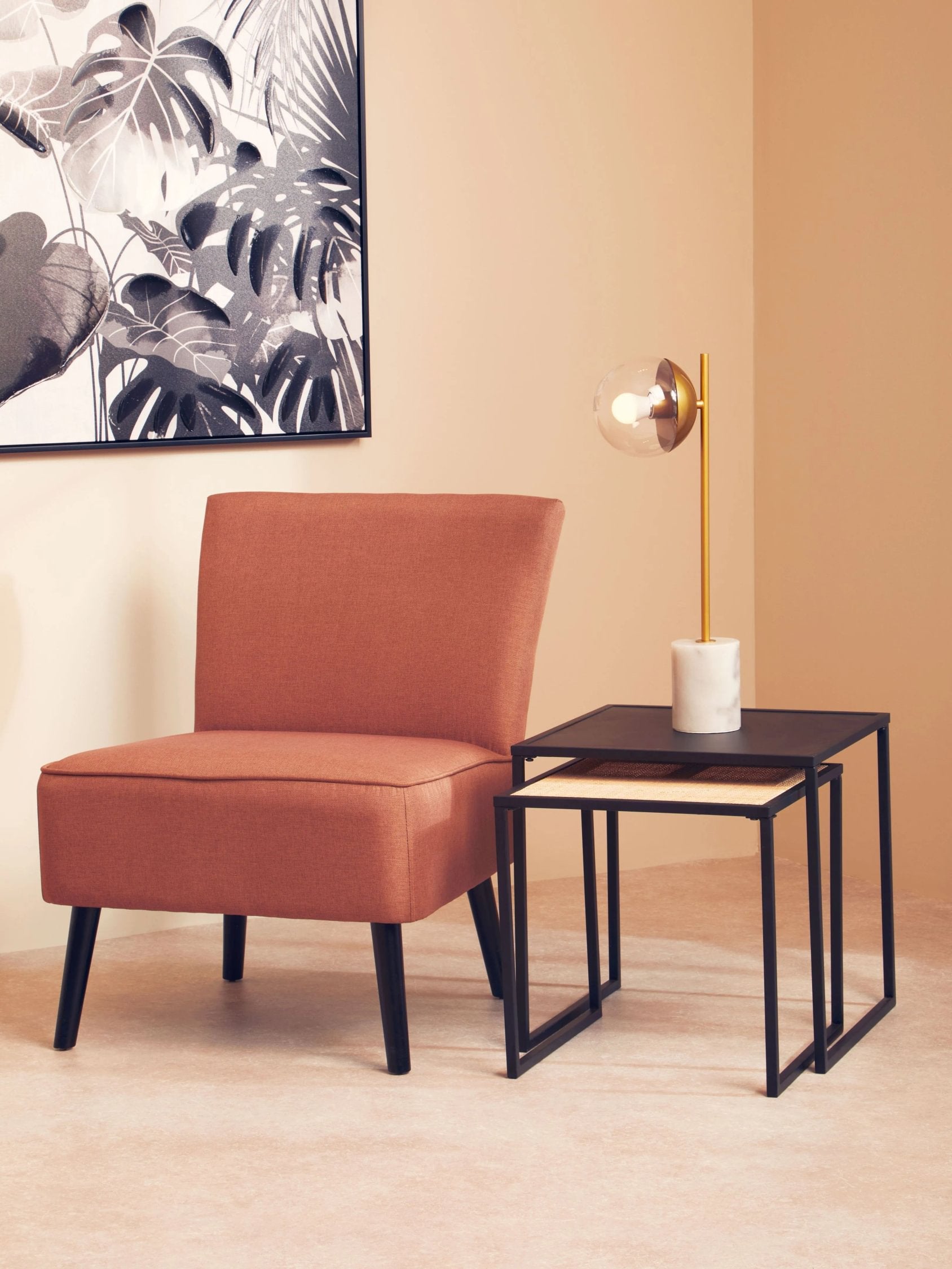 Fitzroy Gold Finish Metal & White Marble Table Lamp
