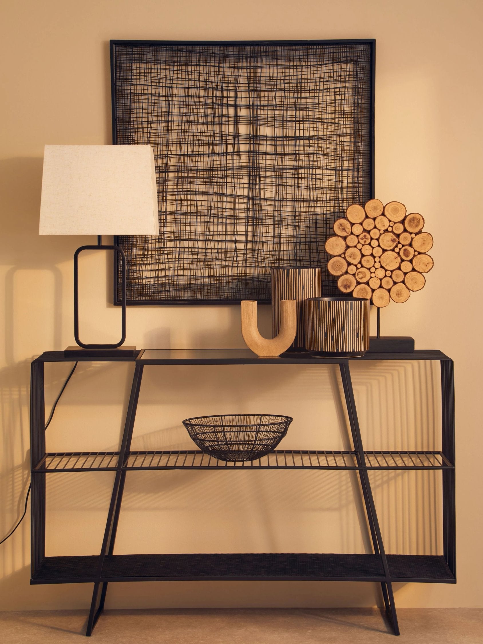 Linea Metal Cross Wires Design Wall Art