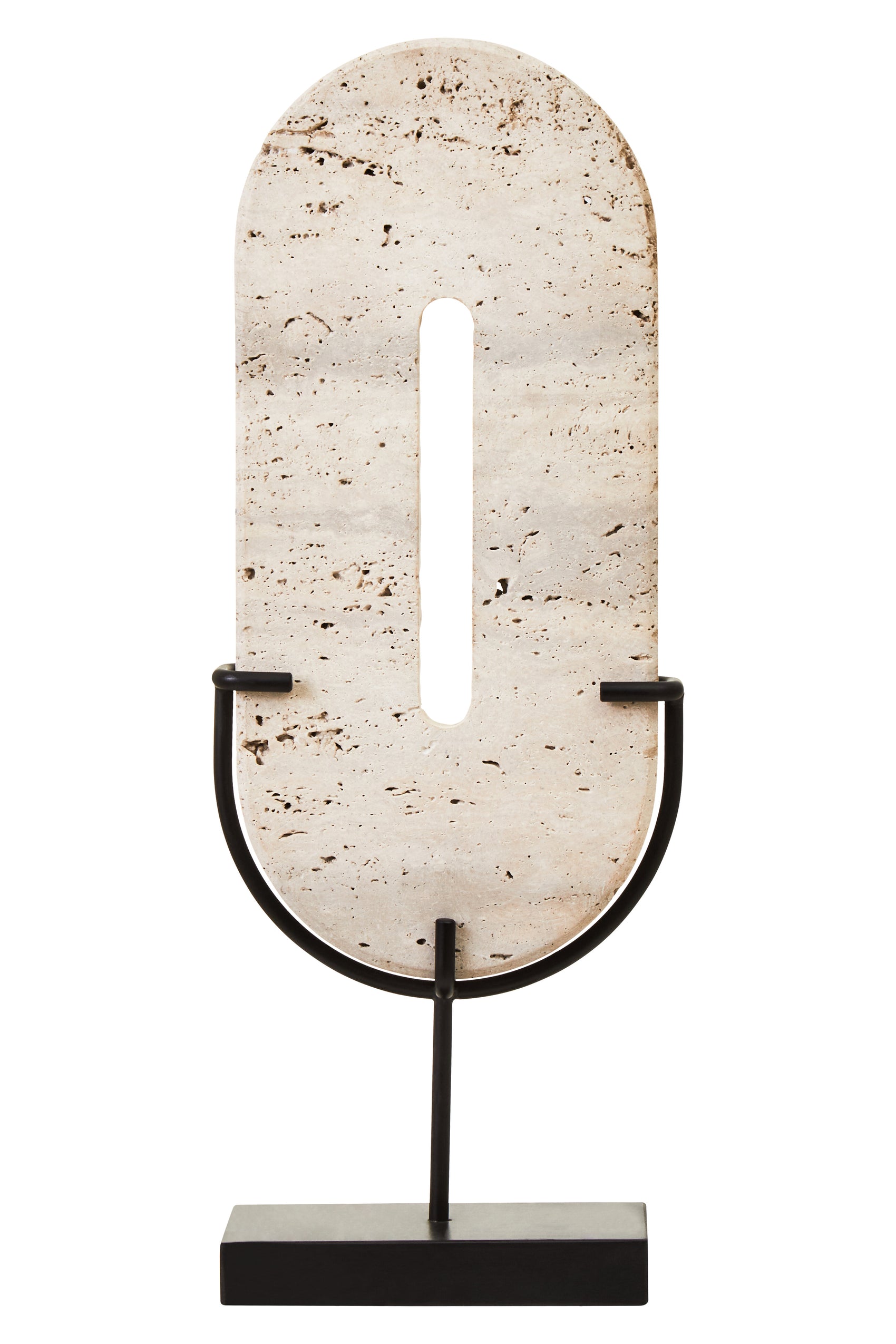 Amo Natural Travertine Stone Disc Sculpture | Large