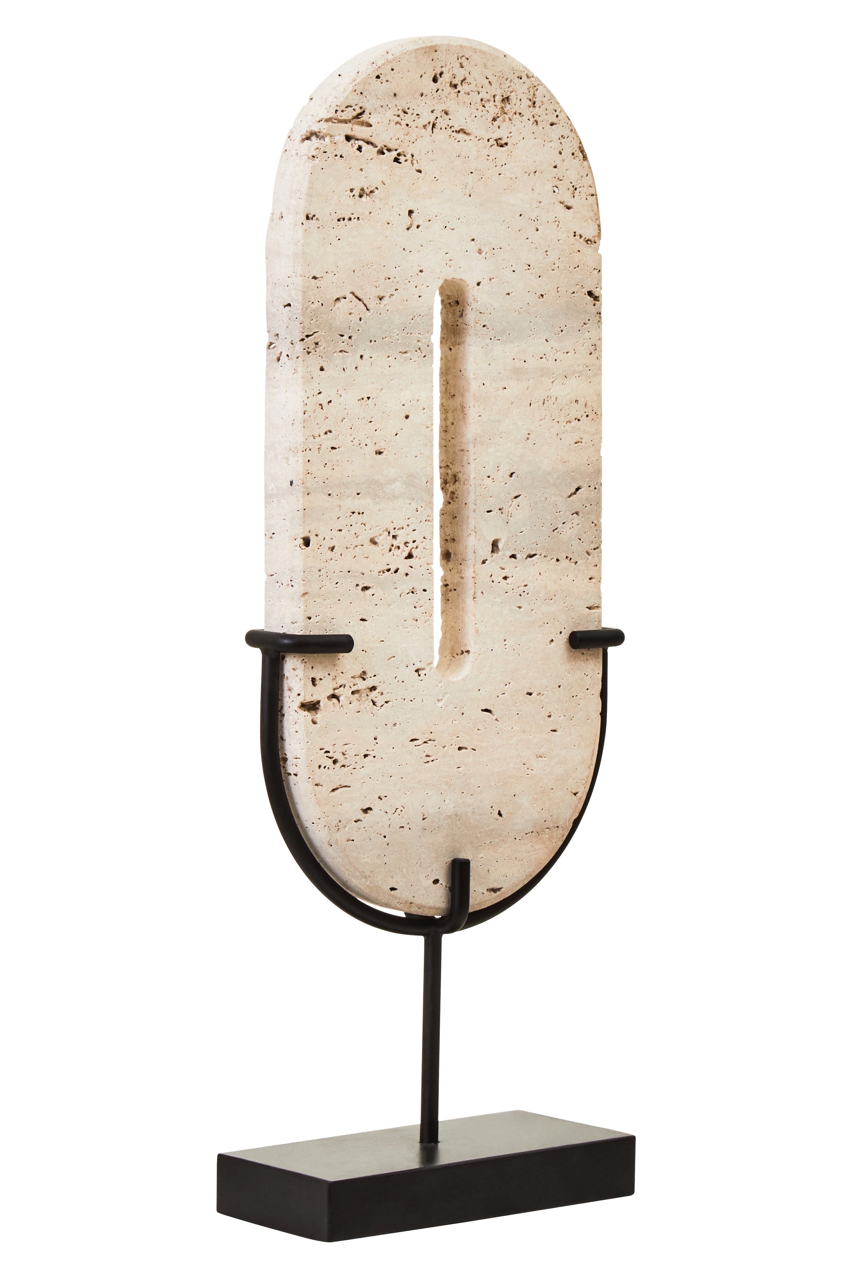 Amo Natural Travertine Stone Disc Sculpture | Large