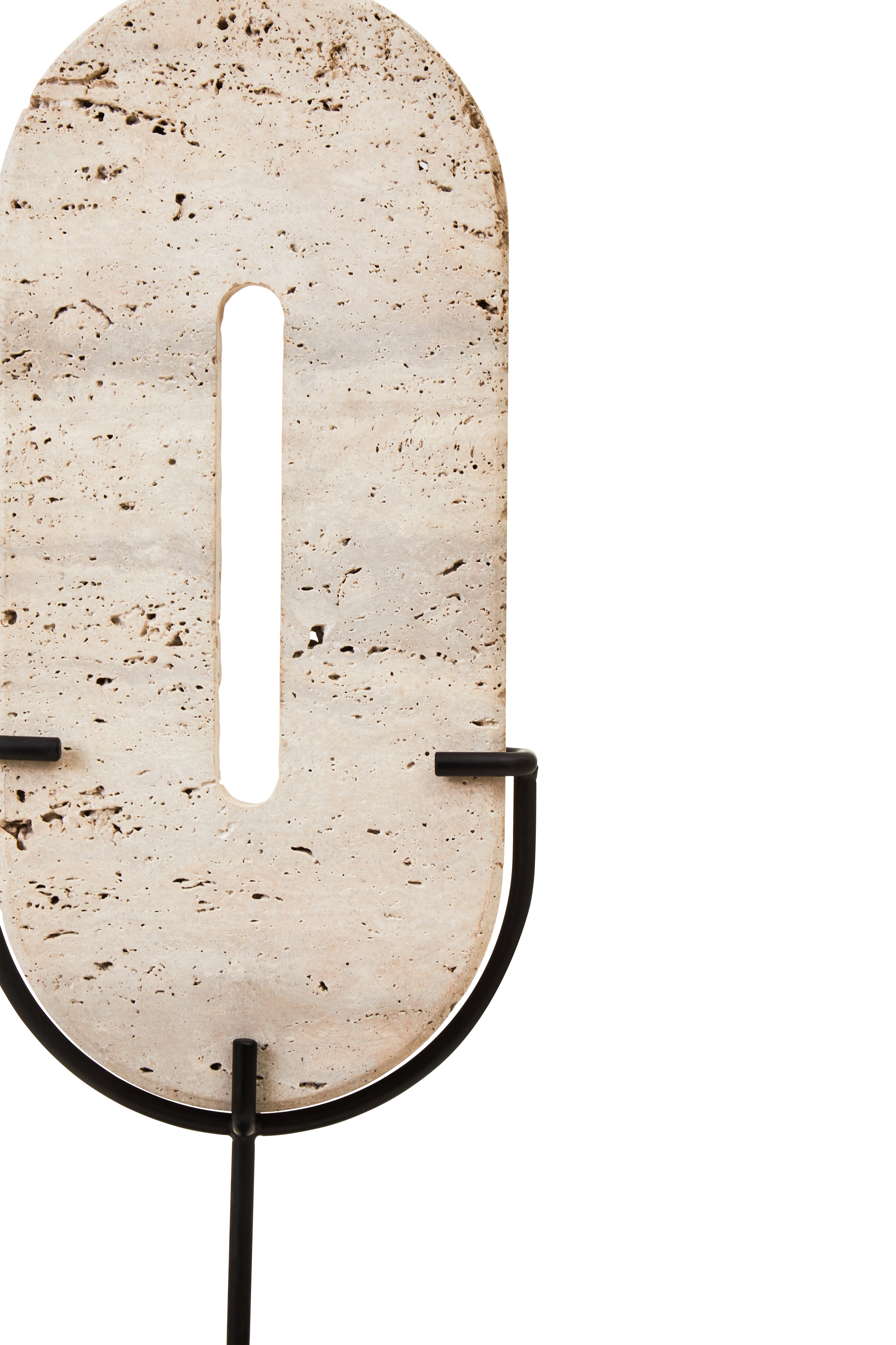 Amo Natural Travertine Stone Disc Sculpture | Large