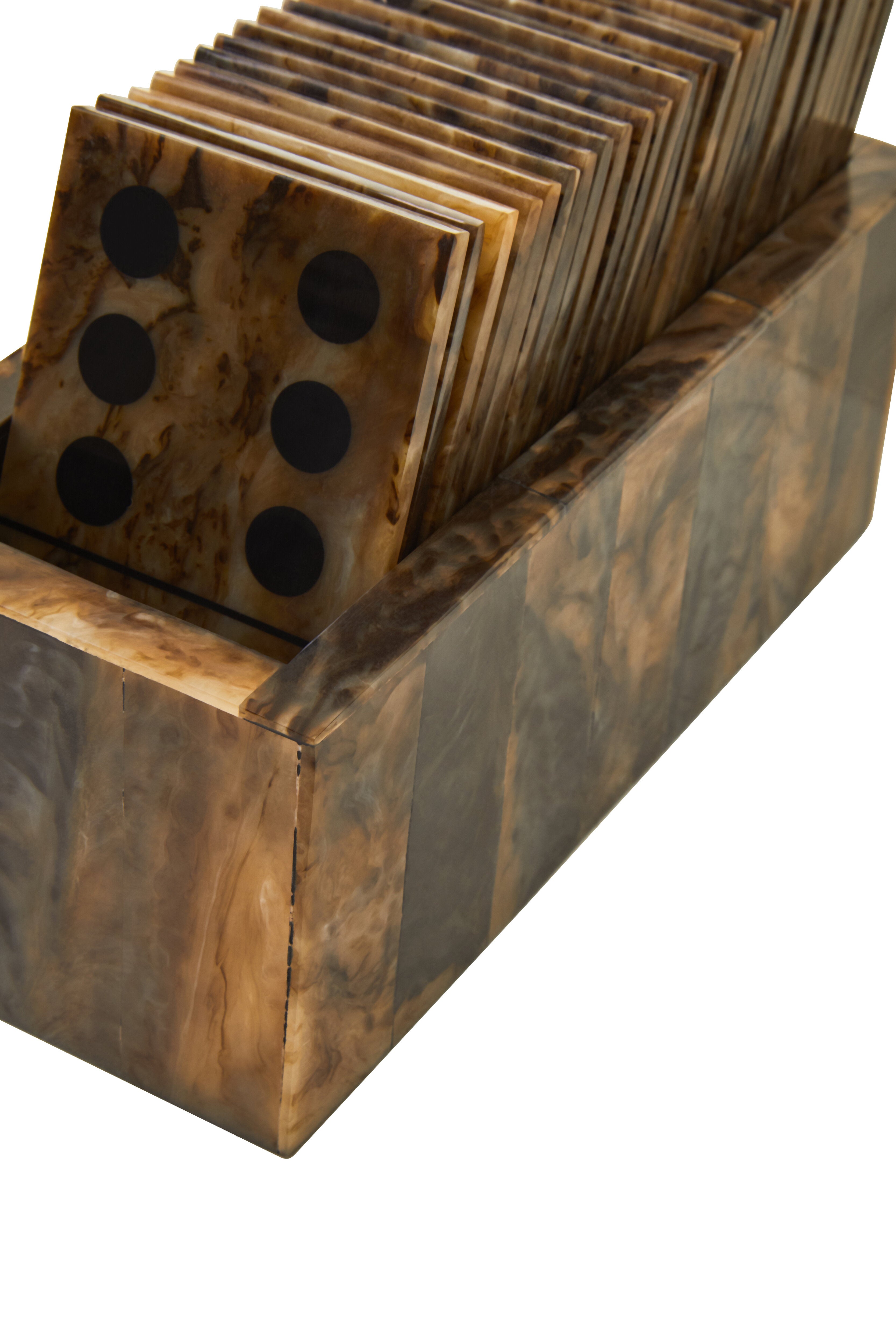 Terrence Games Brown & Black Finish Domino Set