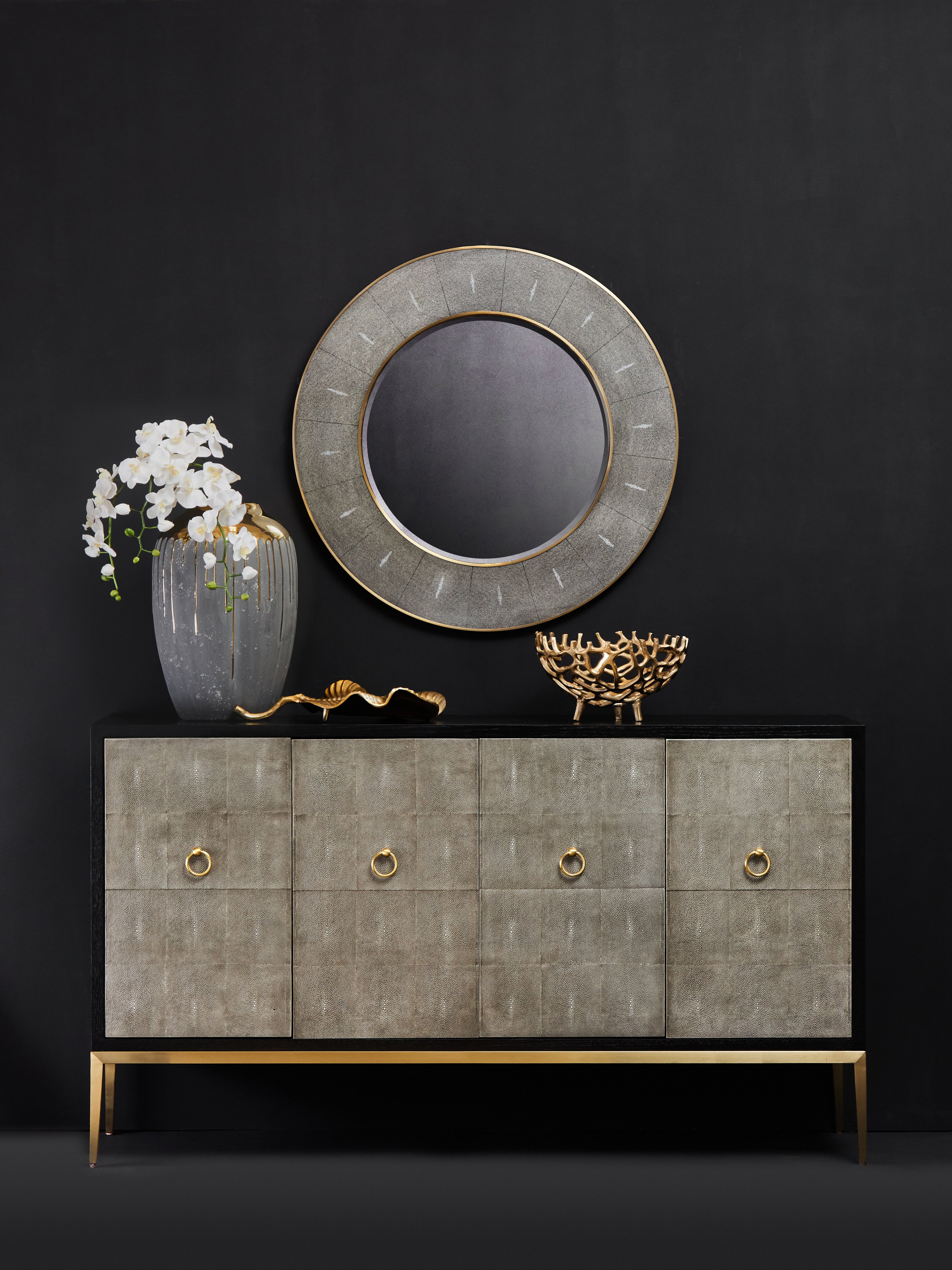 Roselle Grey Faux Shagreen Sideboard
