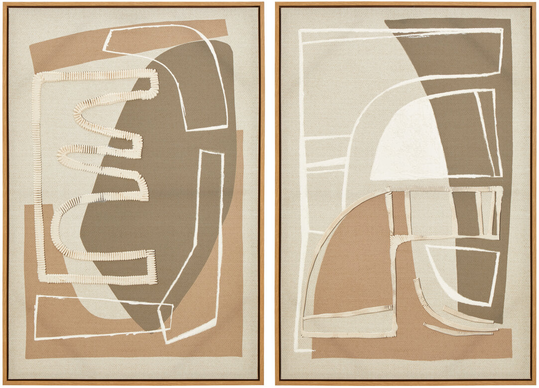 Noah Set of 2 Neutral Abstract Canvas Wall Art