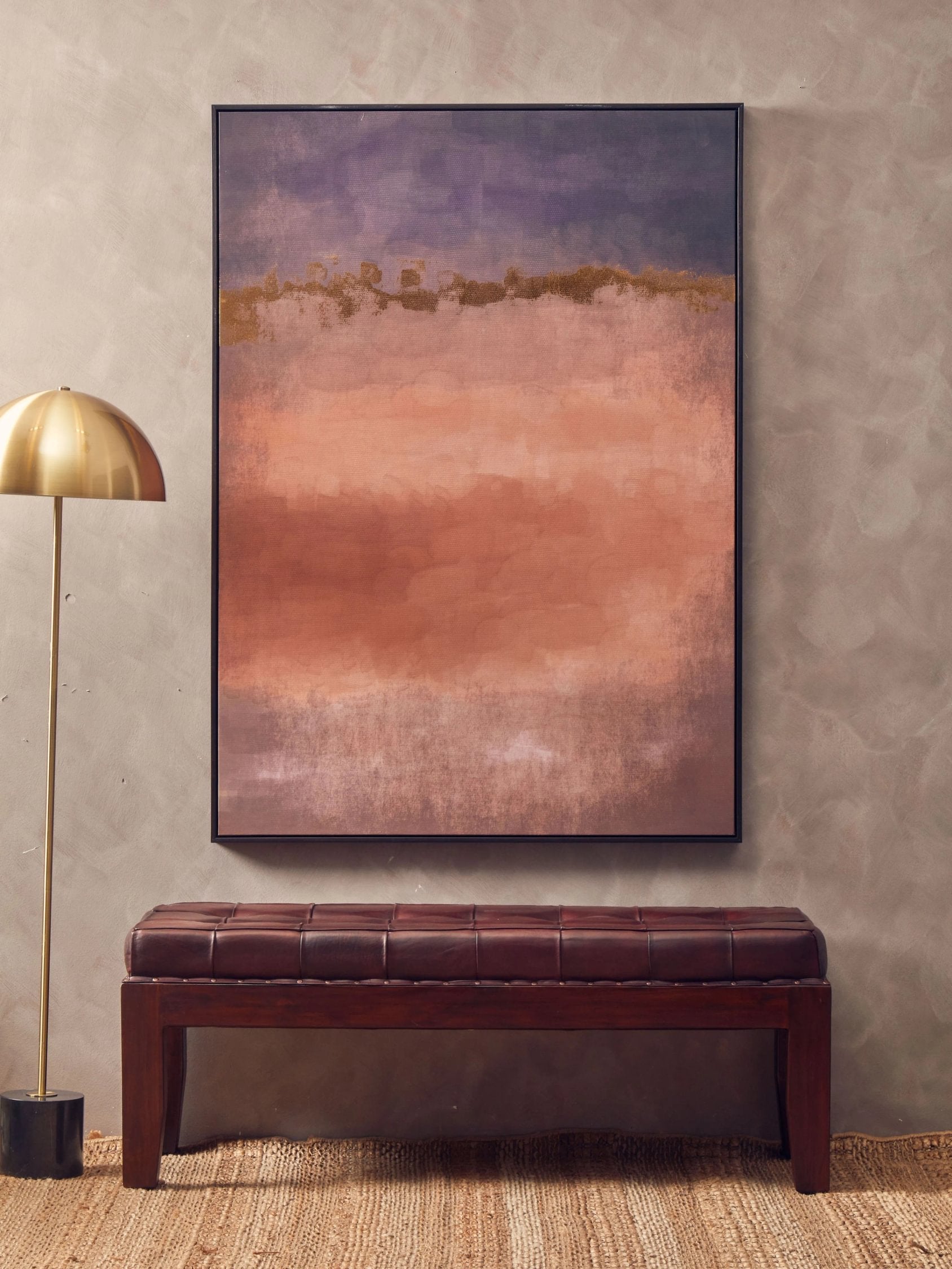 Langford Brushed Brass Finish & White Marble Floor Lamp