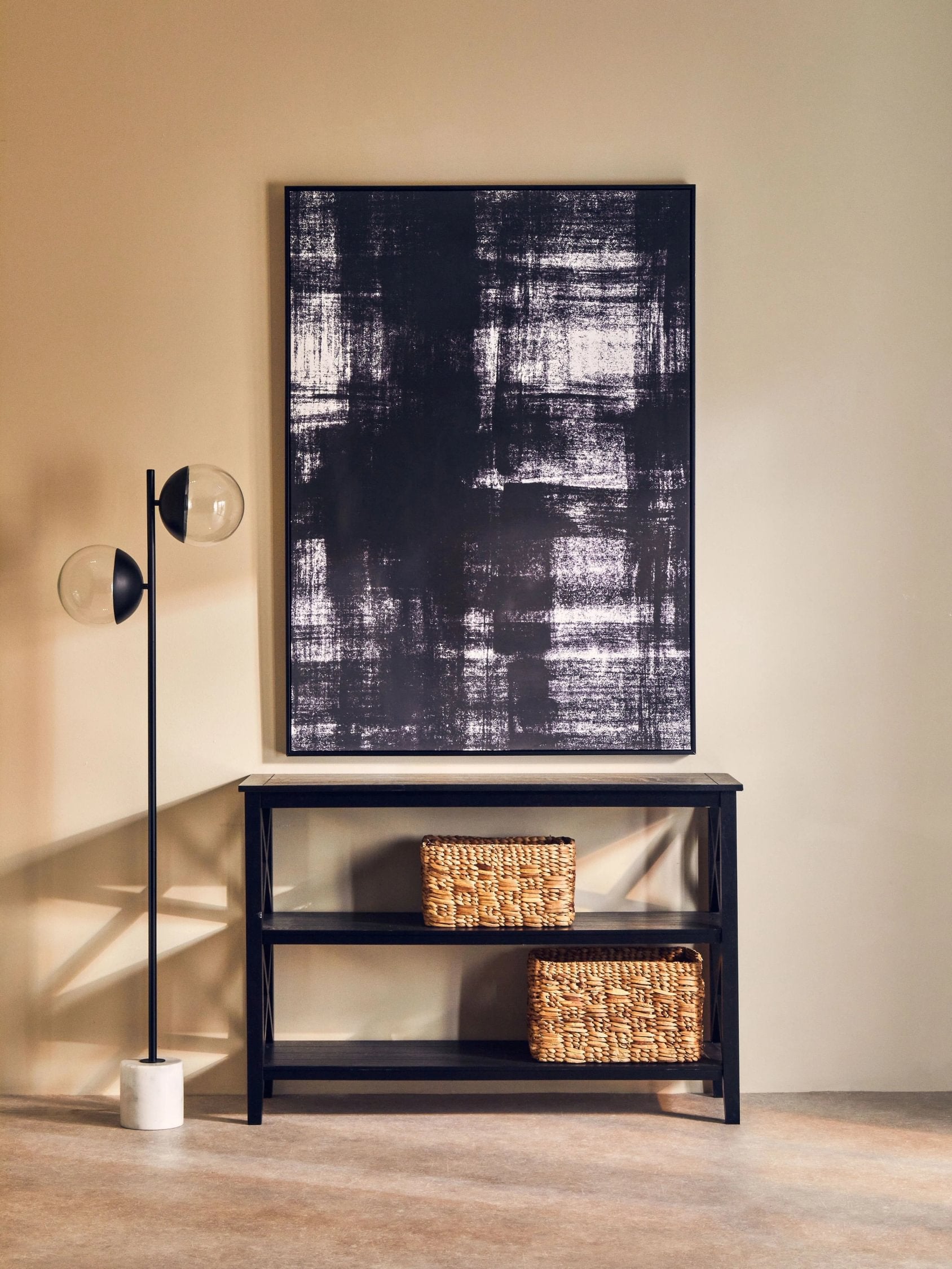 Chelsea Large Black 2 Tier Wood Bookshelf