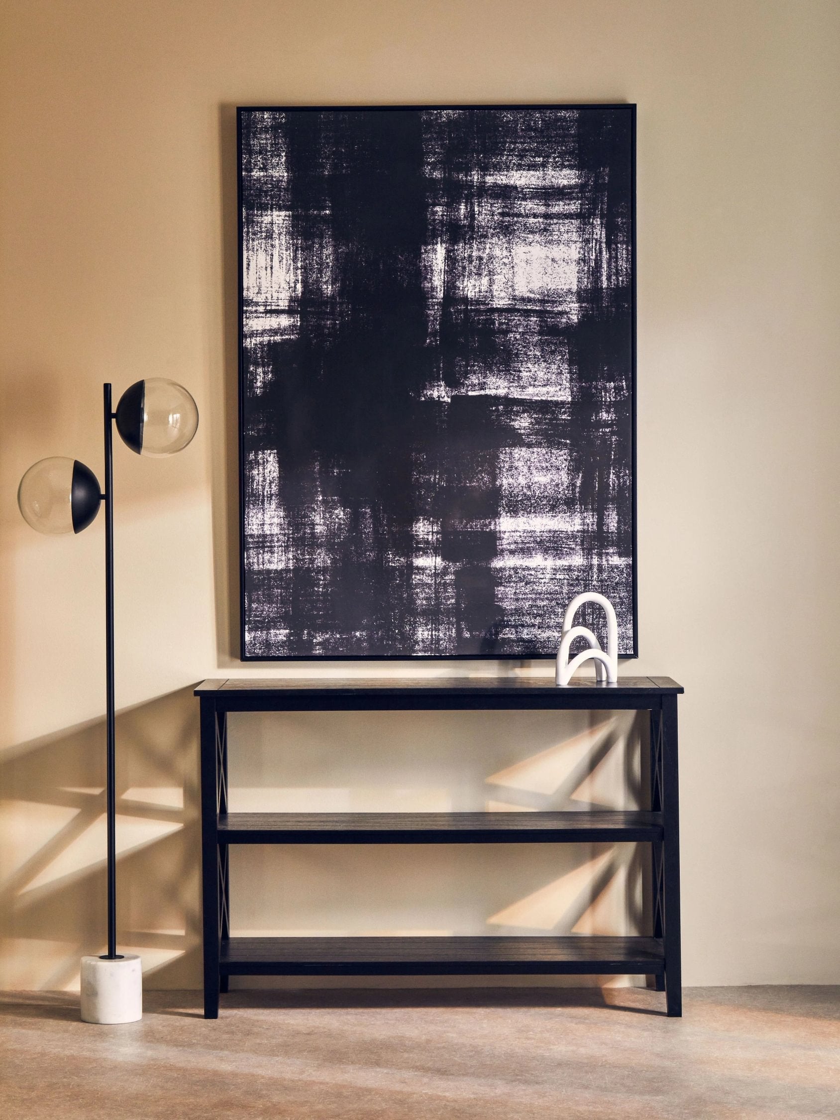 Chelsea Large Black 2 Tier Wood Bookshelf