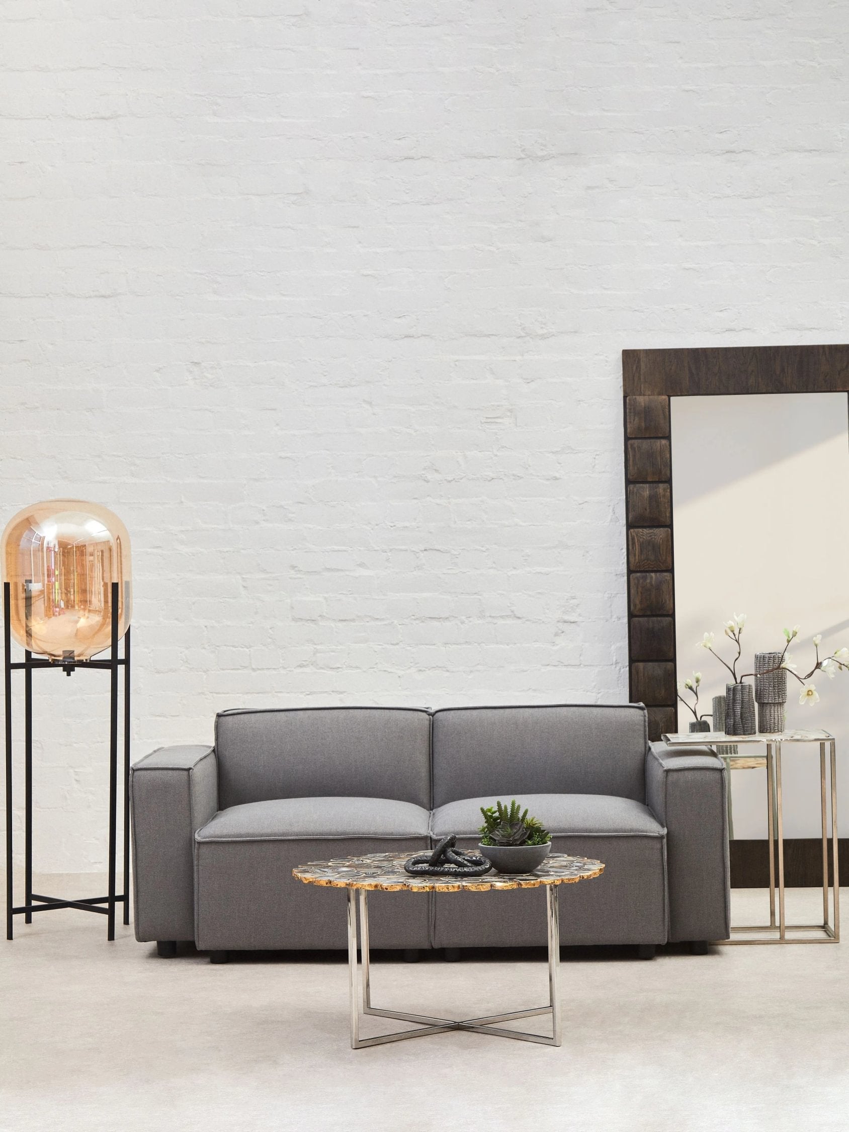 Vector Large Champagne Glass & Black Metal Floor Lamp