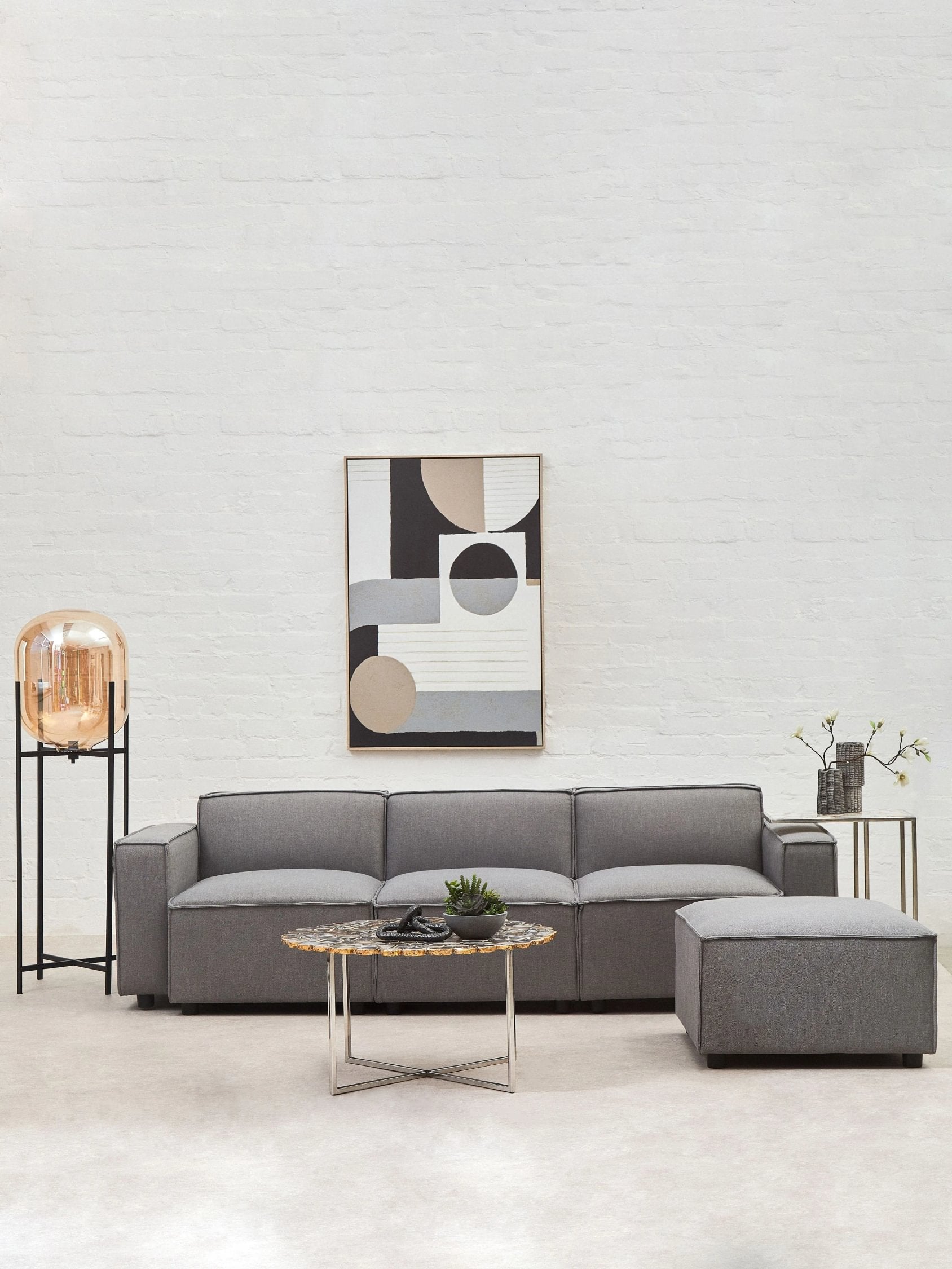 Vector Large Champagne Glass & Black Metal Floor Lamp