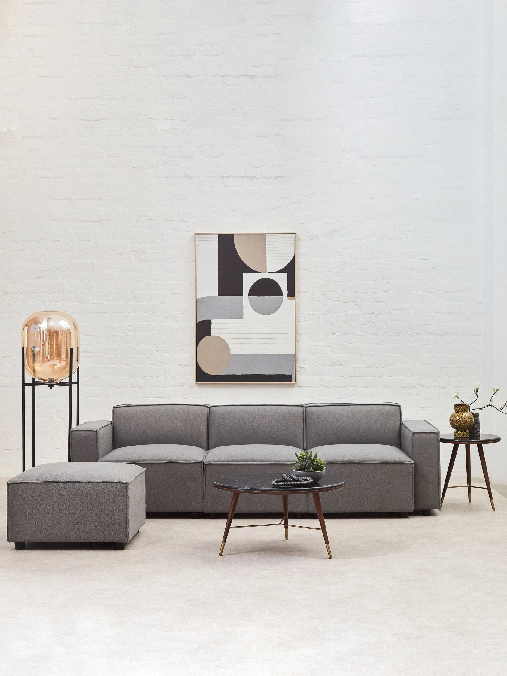 Vector Large Champagne Glass & Black Metal Floor Lamp