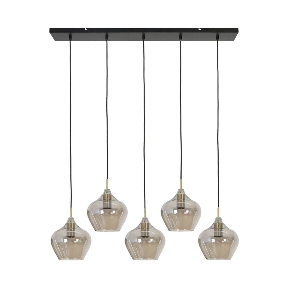 Rakel Antique Bronze & Smoked Glass 5 Light Pendant Light 104cm