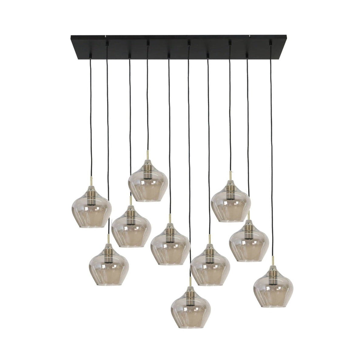 Rakel Antique Bronze & Smoked Glass 10 Light Pendant Light