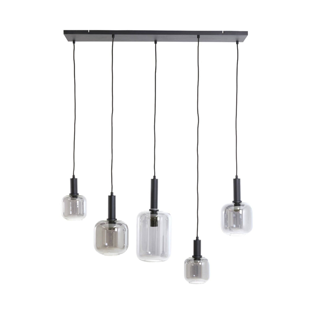 Lekar Black & Smoked Glass 5 Light Pendant Light