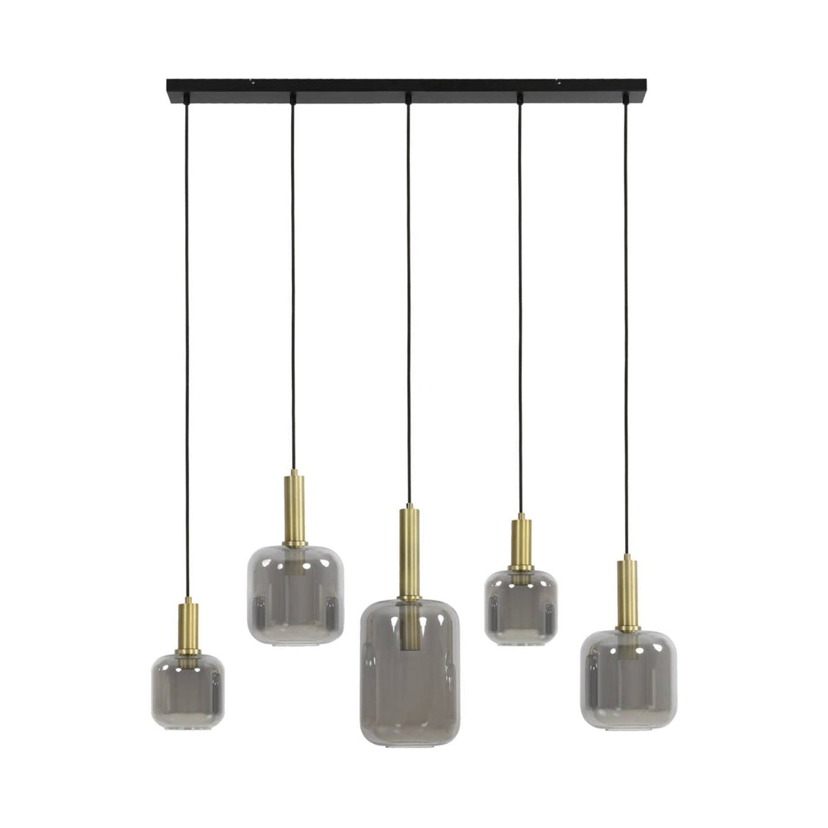 Lekar Antique Bronze & Smoked Glass 5 Light Pendant Light 110cm