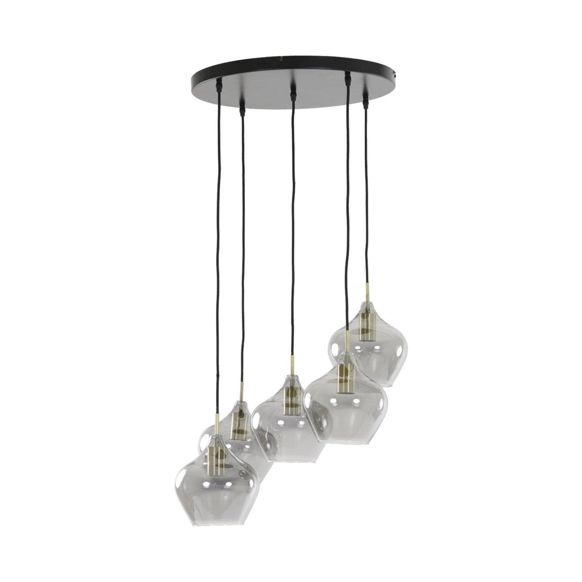 Rakel Antique Bronze & Smoked Glass 5 Light Pendant Light 61cm