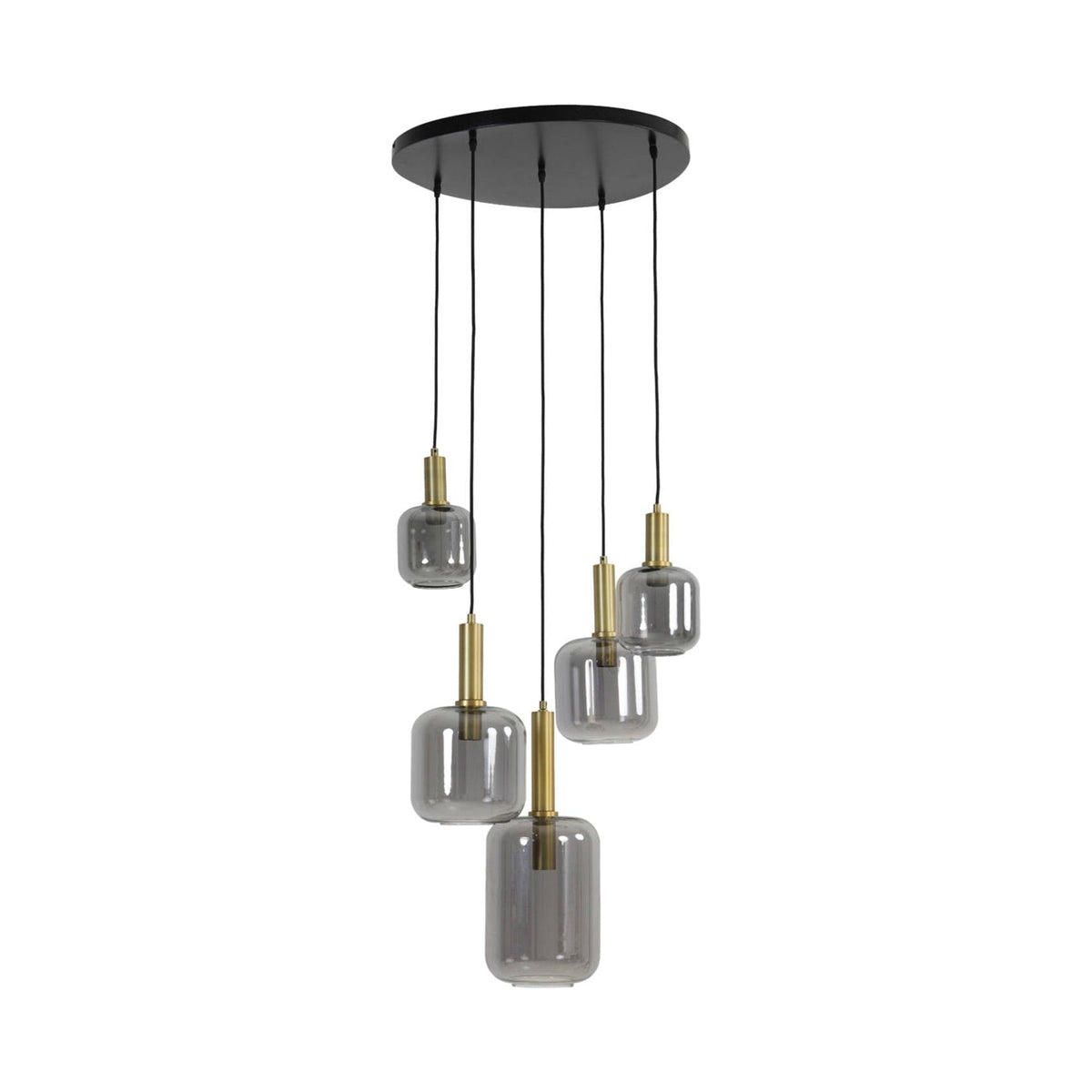 Lekar Antique Bronze & Smoked Glass 5 Light Pendant Light 66cm