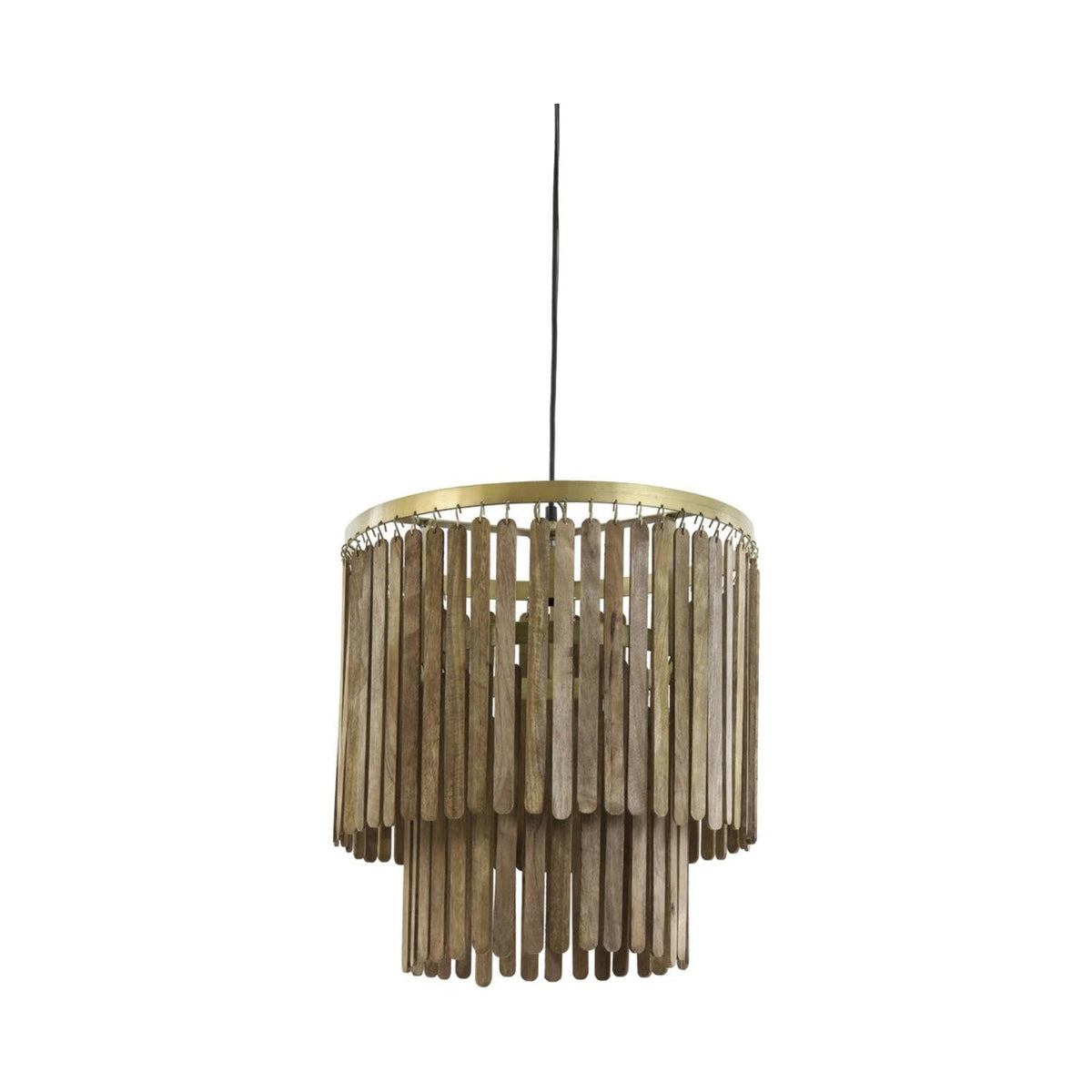 Gularo Brown Wood & Bronze Pendant Light 45cm
