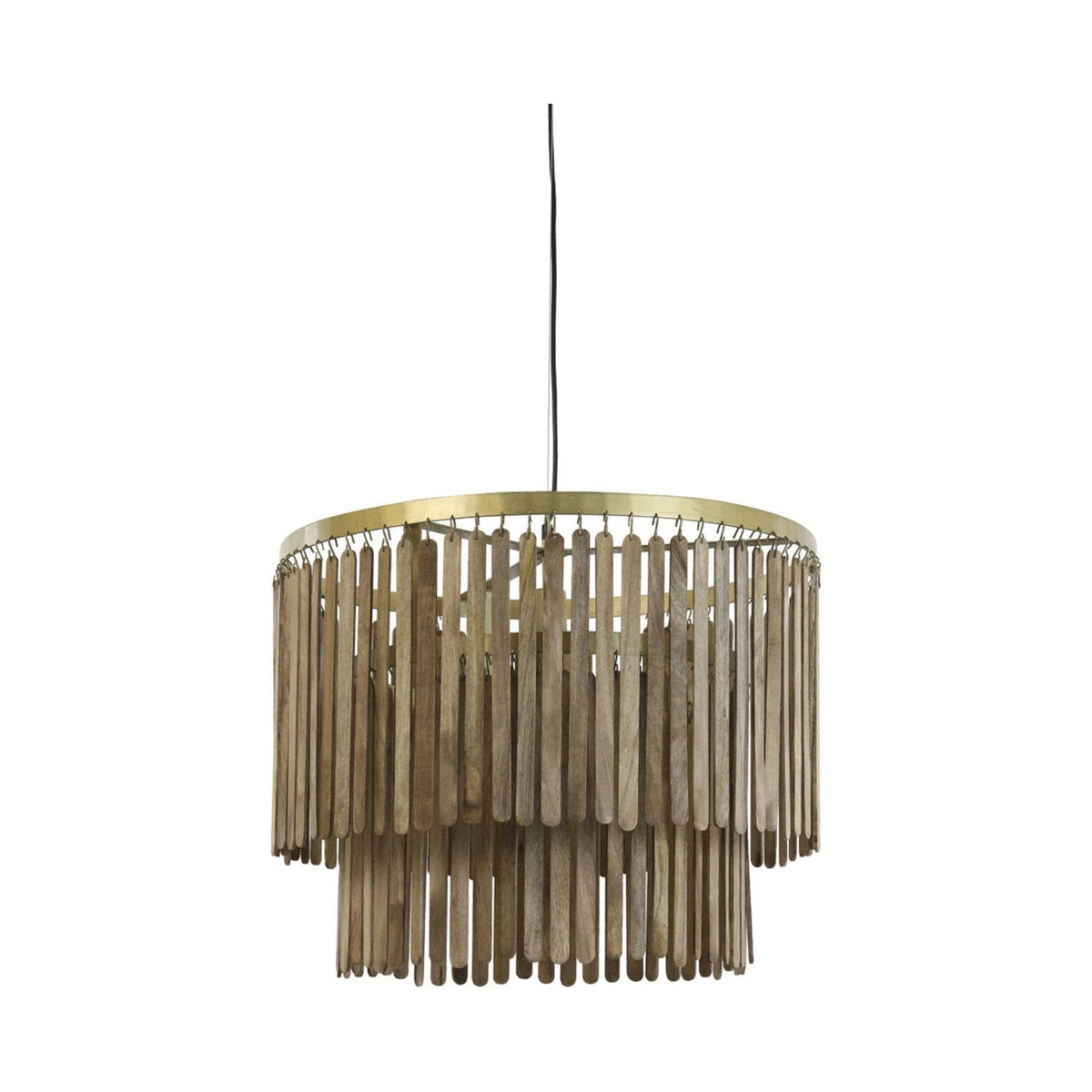 Gularo Brown Wood & Bronze Pendant Light 60cm