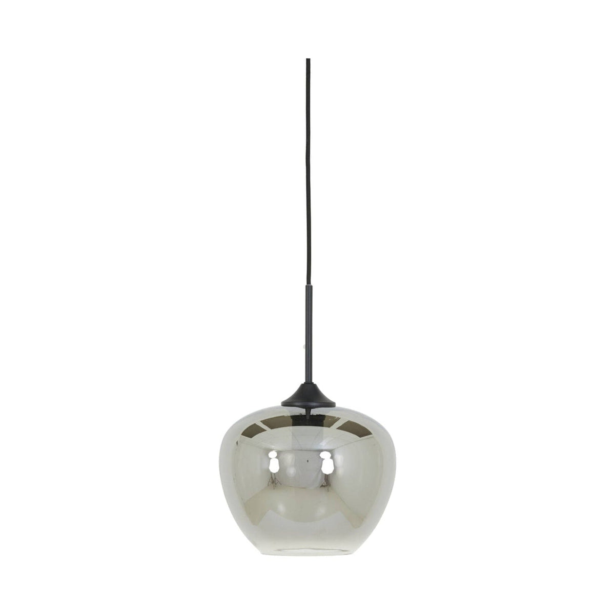 Mayson Smoked Glass & Matt Black Pendant Light 23cm