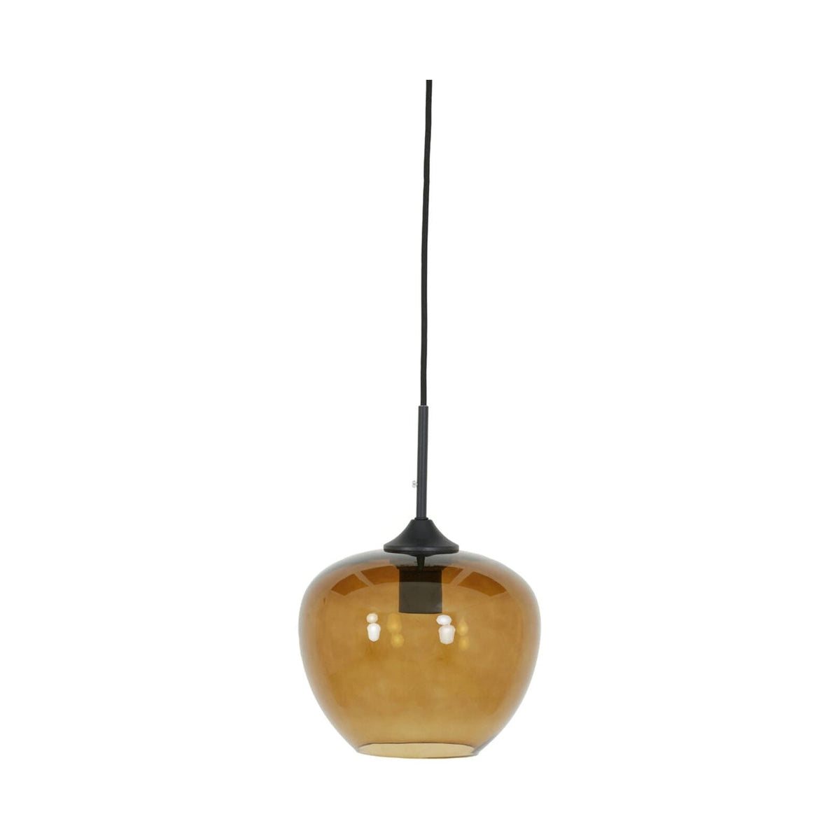 Mayson Brown Glass & Black Pendant Light 23cm