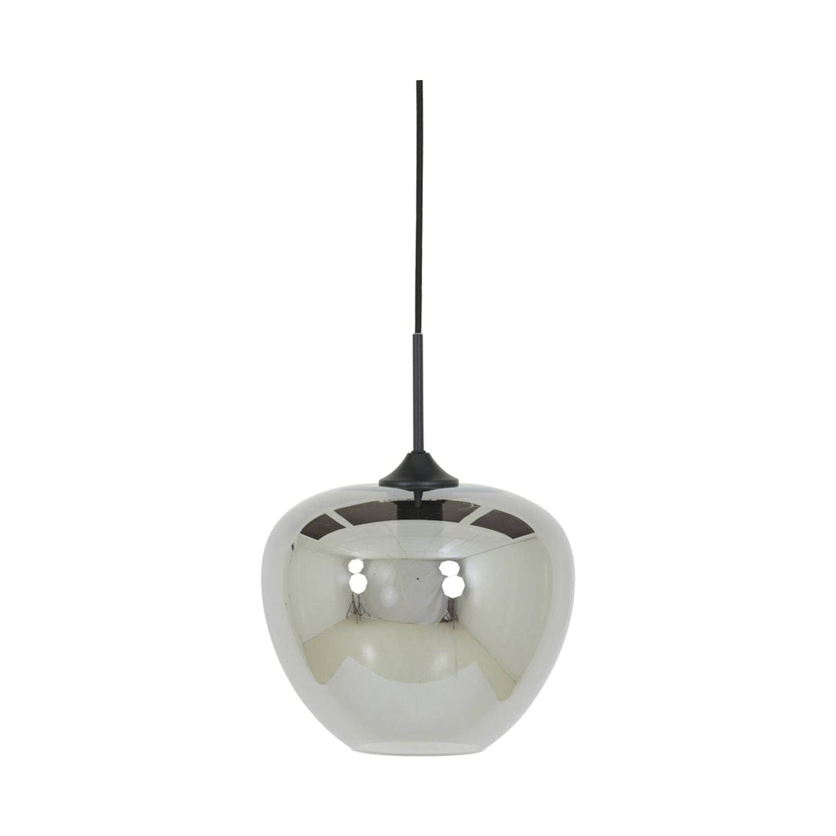Mayson Smoked Glass & Matt Black Pendant Light 30cm