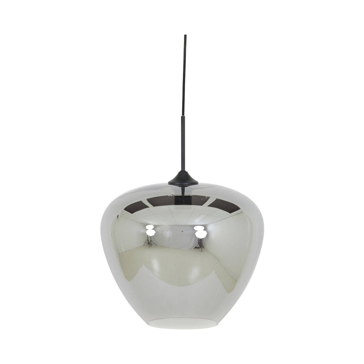 Mayson Smoked Glass & Matt Black Pendant Light 40cm