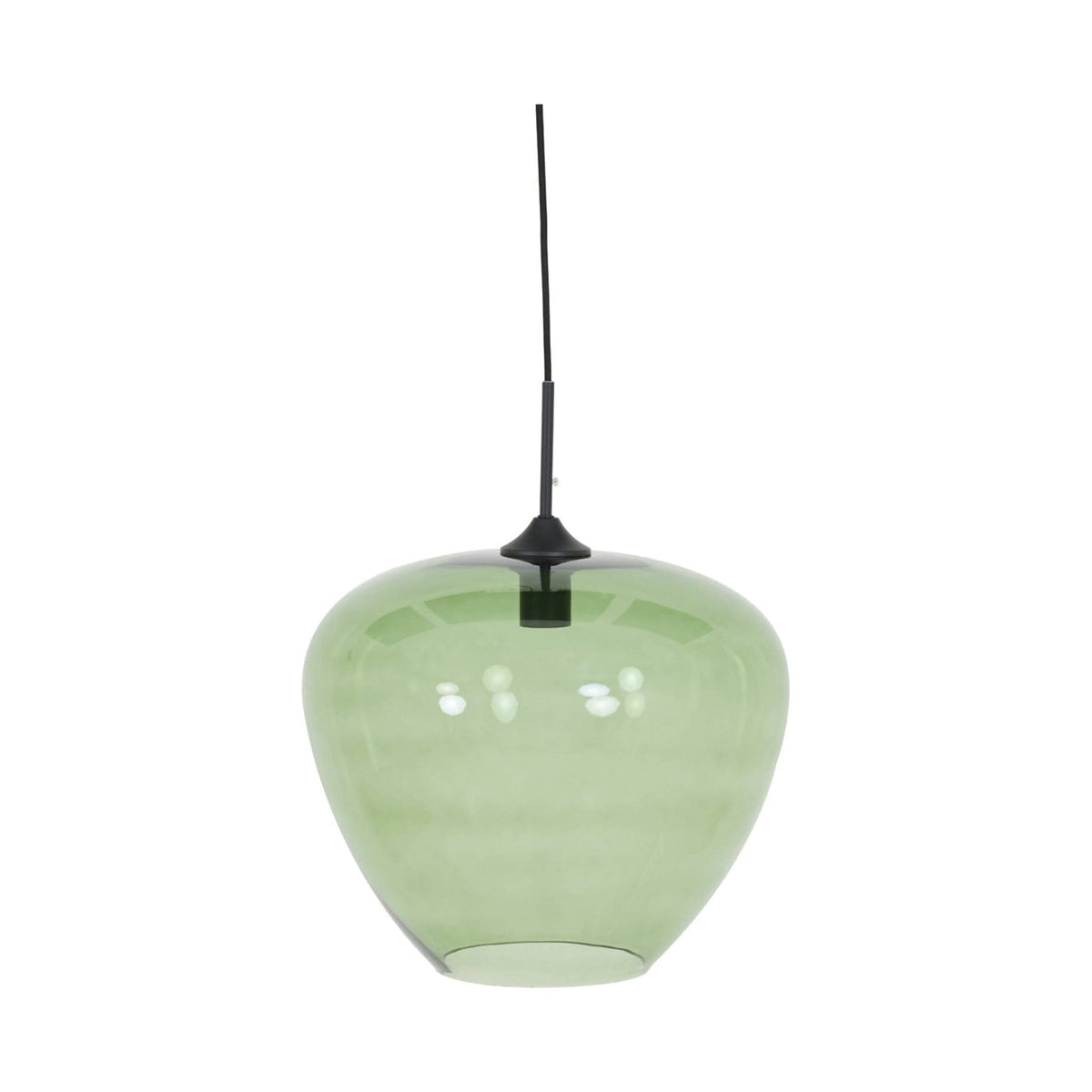 Mayson Green Glass & Matt Black Pendant Light 40cm