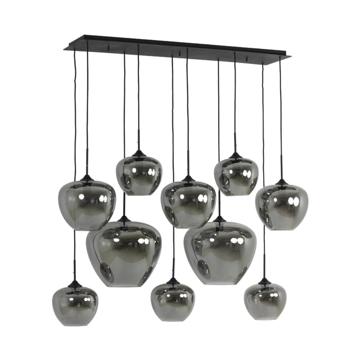 Mayson Smoked Glass & Matt Black 10 Light Pendant Light