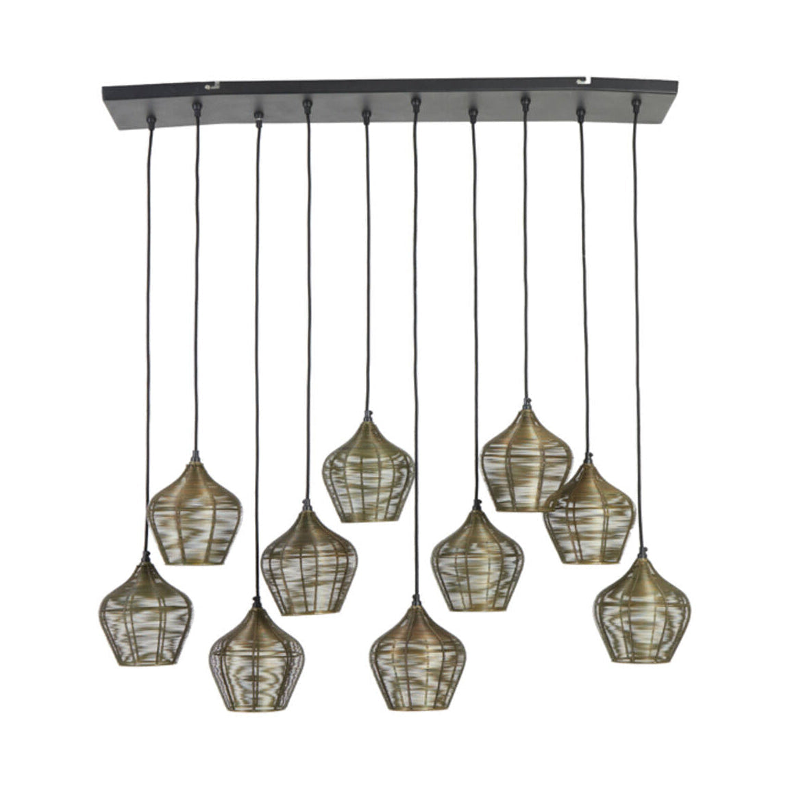 Alvaro Antique Bronze Metal 10 Light Pendant Light