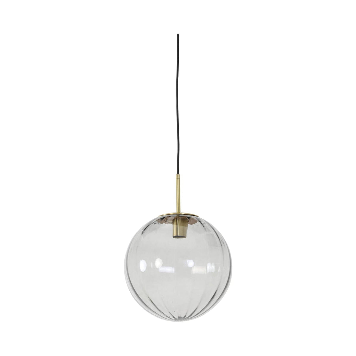Magdala Light Grey Glass & Gold Pendant Light 30cm